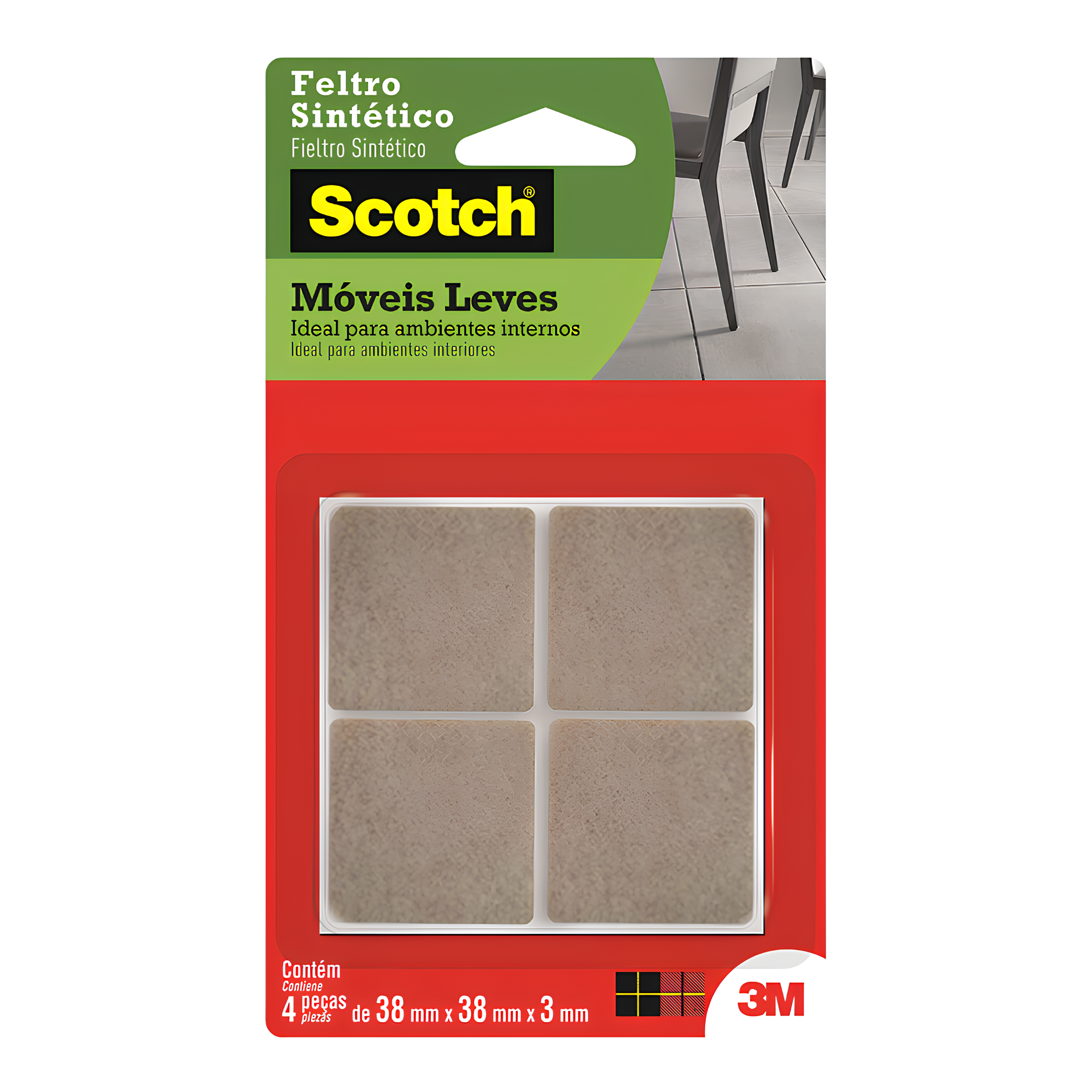 Feltro Sintético Móveis Quadrado Marrom Grande G 3M Scotch