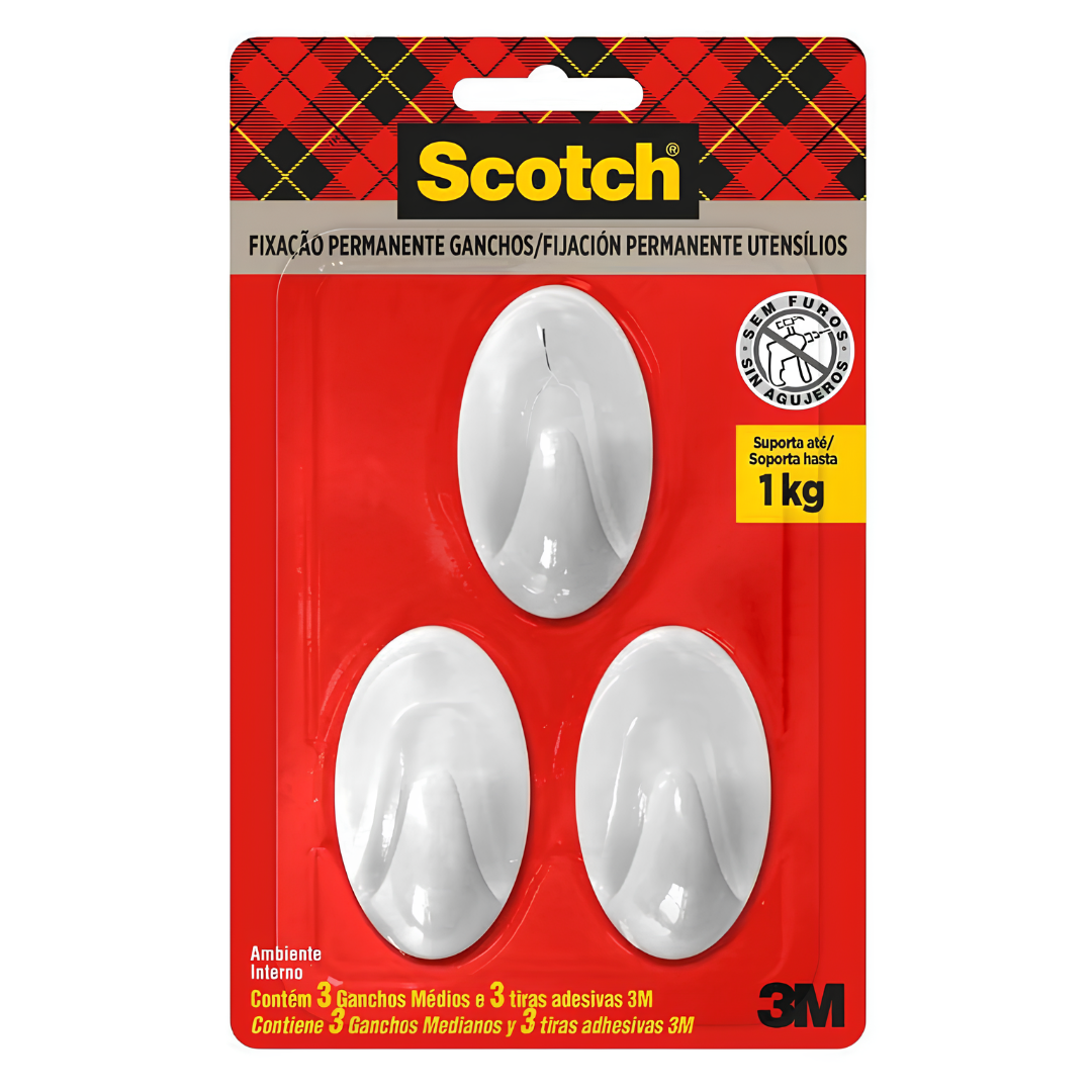 Gancho Adesivo Branco Medio (M) HB004684294 3M Scotch