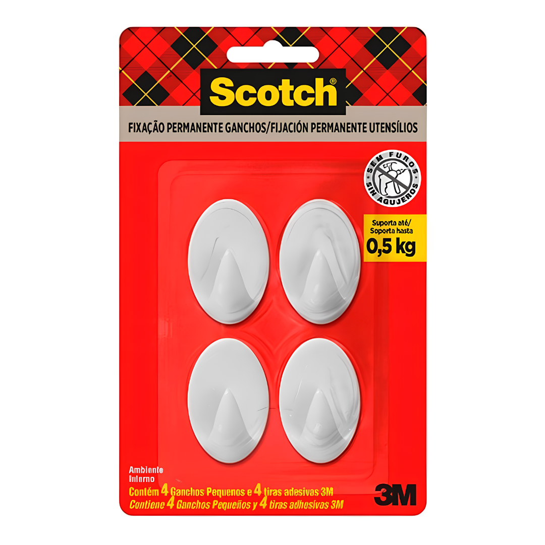 Gancho Adesivo Branco Pequeno (P) HB004684310 3M Scotch