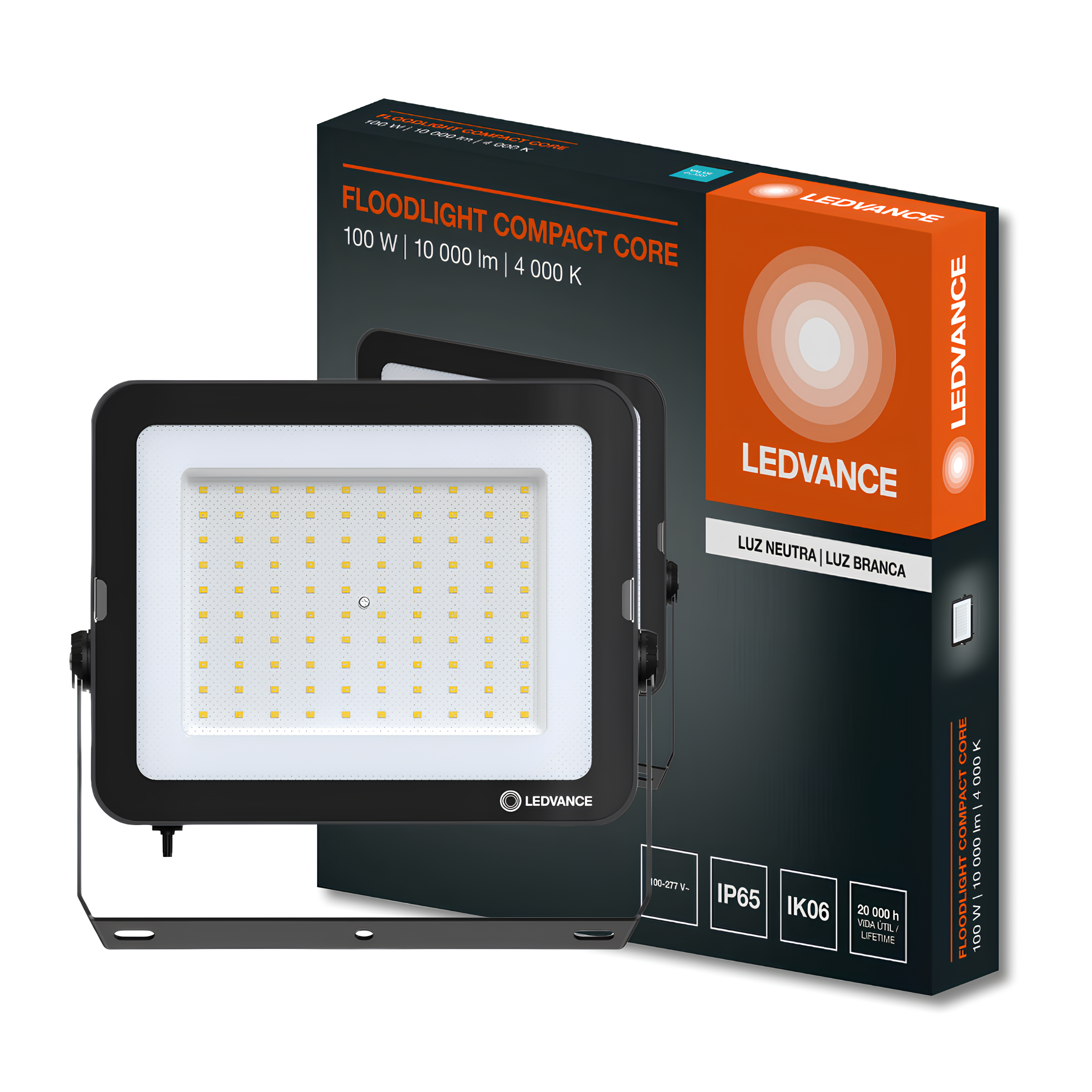 Refletor Floodlight Compact Preto 100W 100° Ip65 Bivolt Ledvance