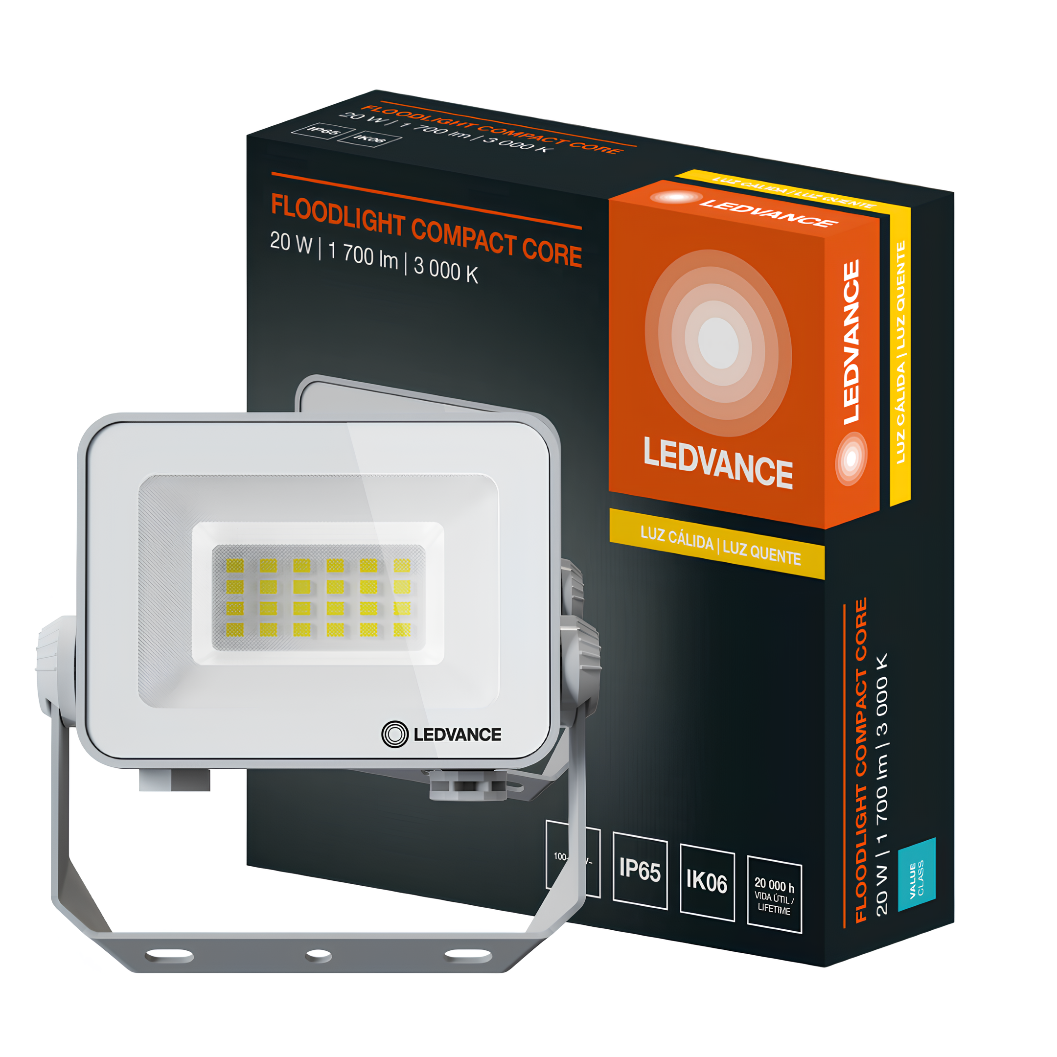 Refletor Floodlight Compact Branco 20W Ip65 Bivolt Ledvance