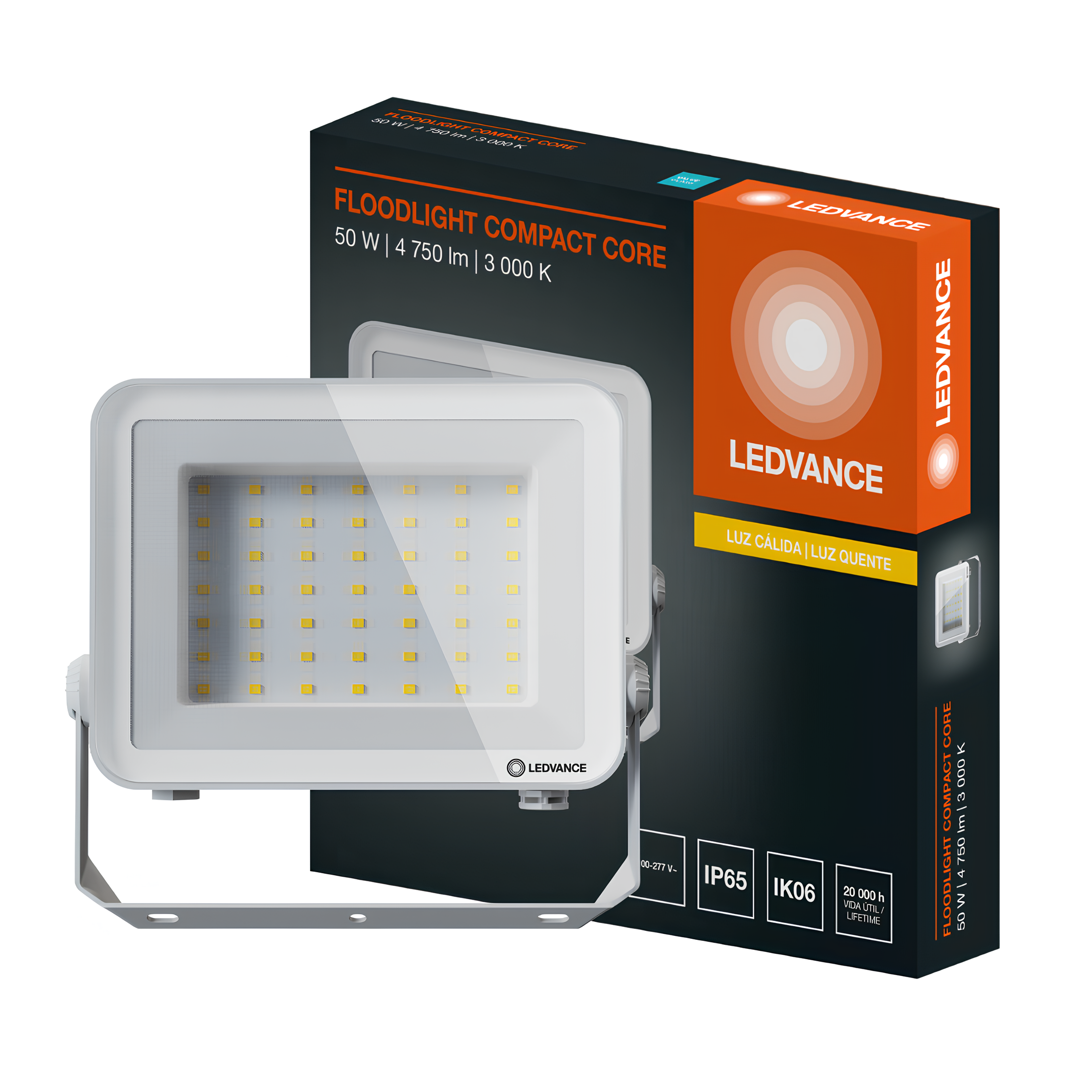 Refletor Floodlight Compact Branco 50W Ip65 Bivolt Ledvance