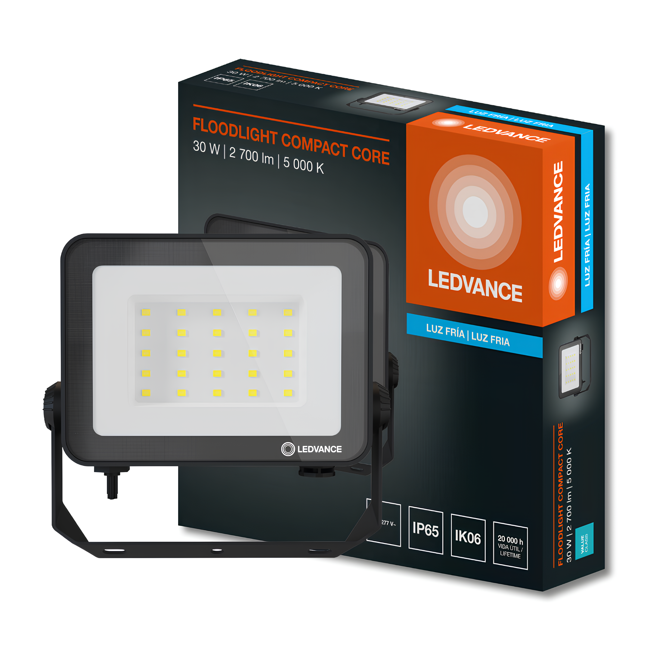 Refletor Floodlight Compact Preto 30W Ip65 Bivolt Ledvance