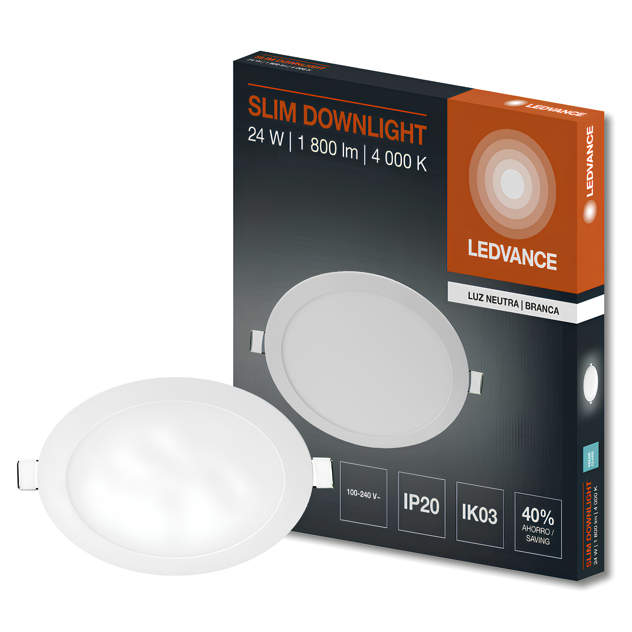 Luminaria Embutir Redonda Downlight 30Cm 24W 1800Lm Ledvance