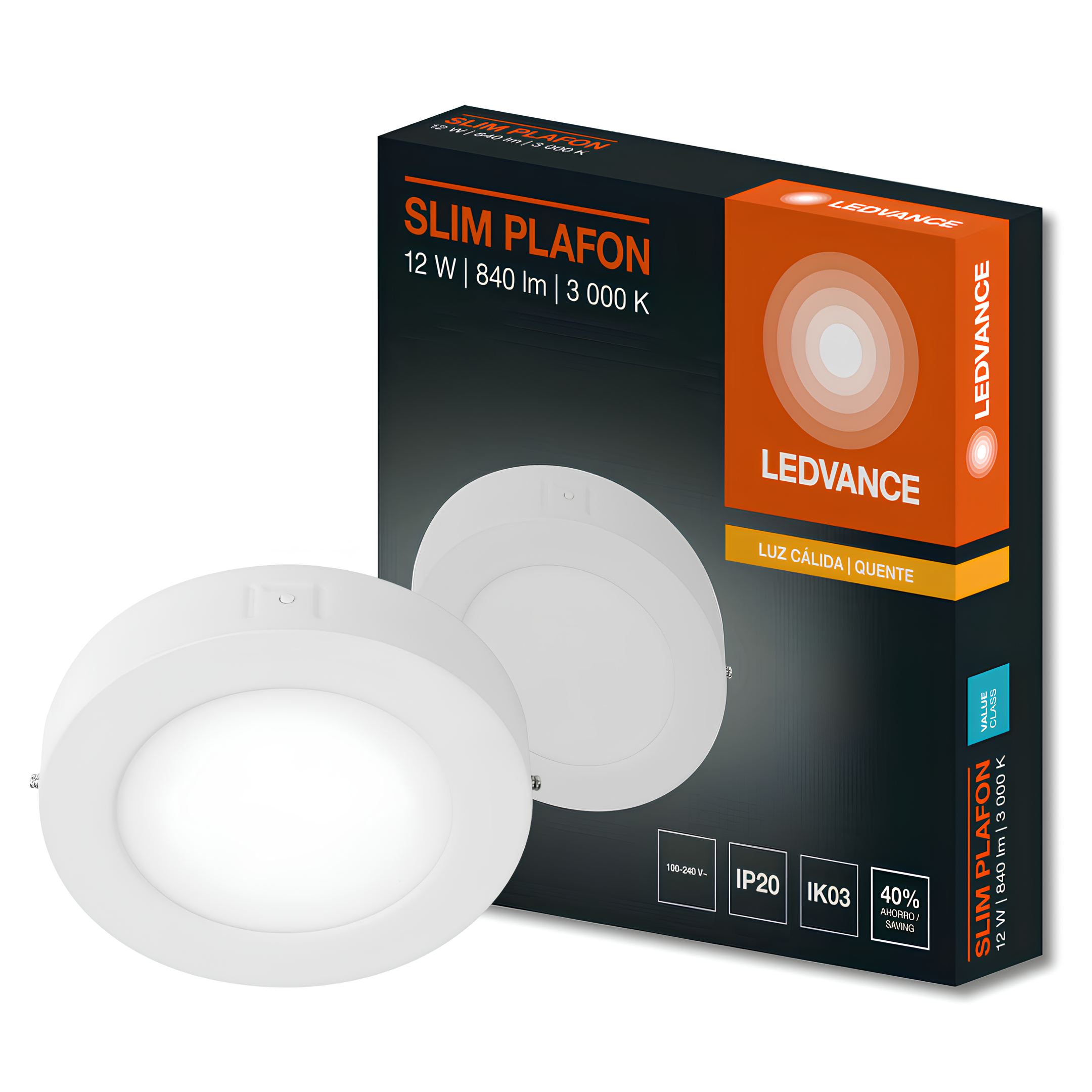 Luminaria Led Sobrepor Redonda Slim 17Cm 12W 840Lm Ledvance