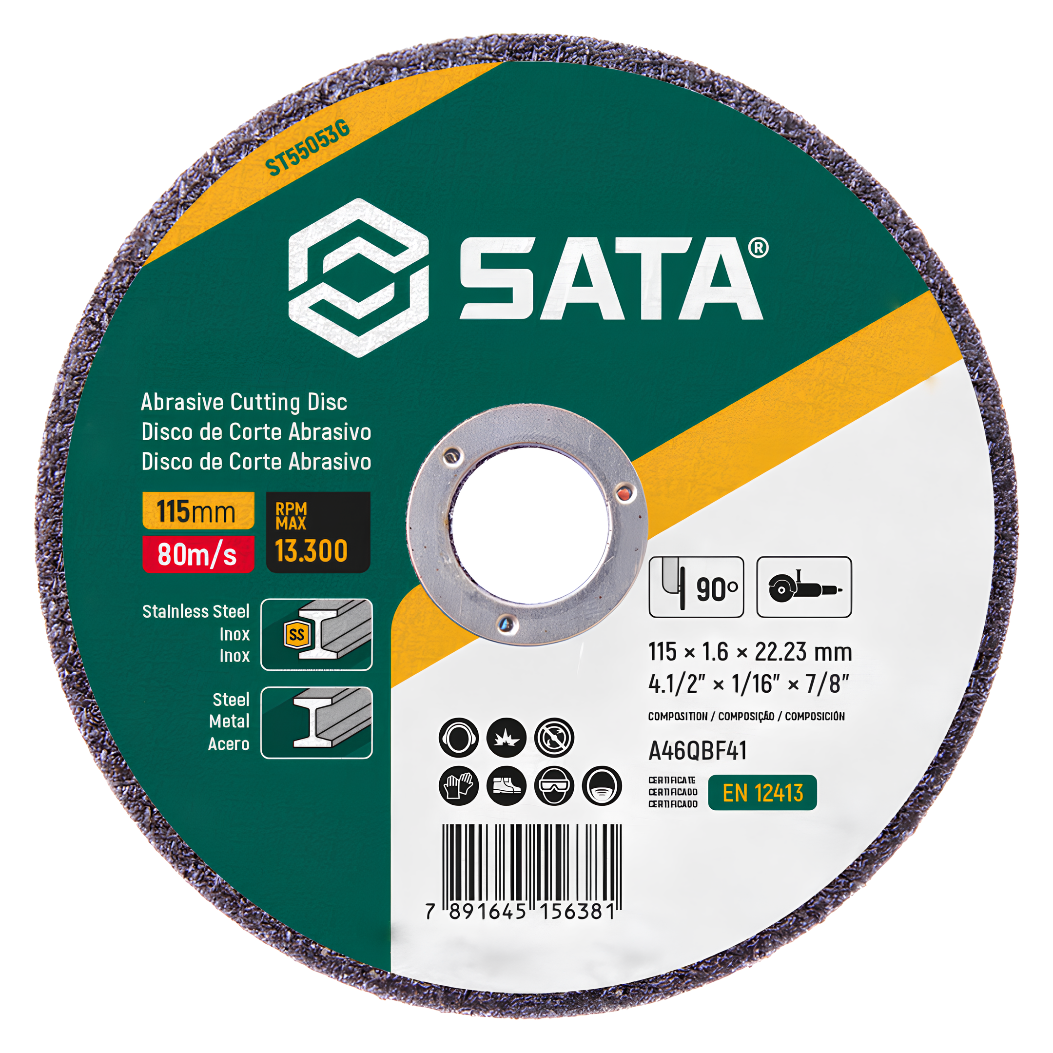 Disco Corte Abrasivo Metal/Inox 4.1/2"X1,6Mm ST55053G Sata