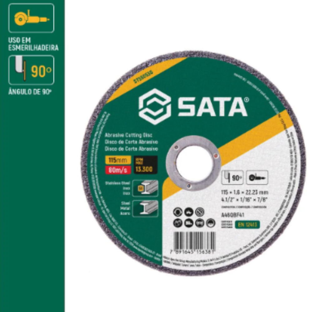 Disco Corte Abrasivo Metal/Inox 4.1/2"X1,6Mm ST55053G Sata