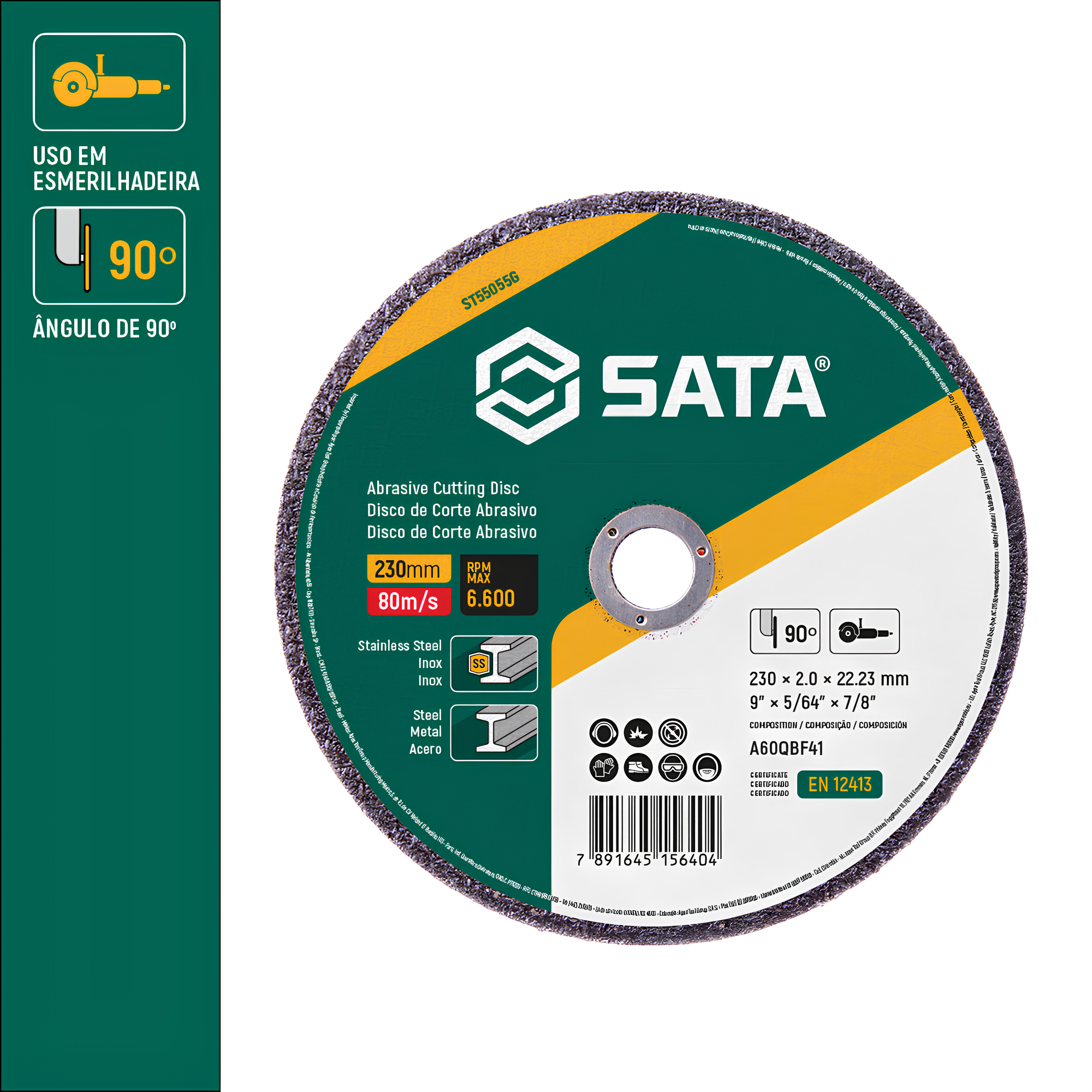 Disco Corte Abrasivo Metal/Inox 9"X2,0Mm ST55055G Sata