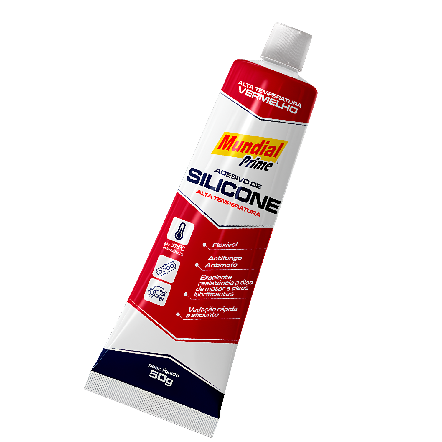 Silicone Alta Temperatura Vermelho 50G PT0500009 Mundial Prime