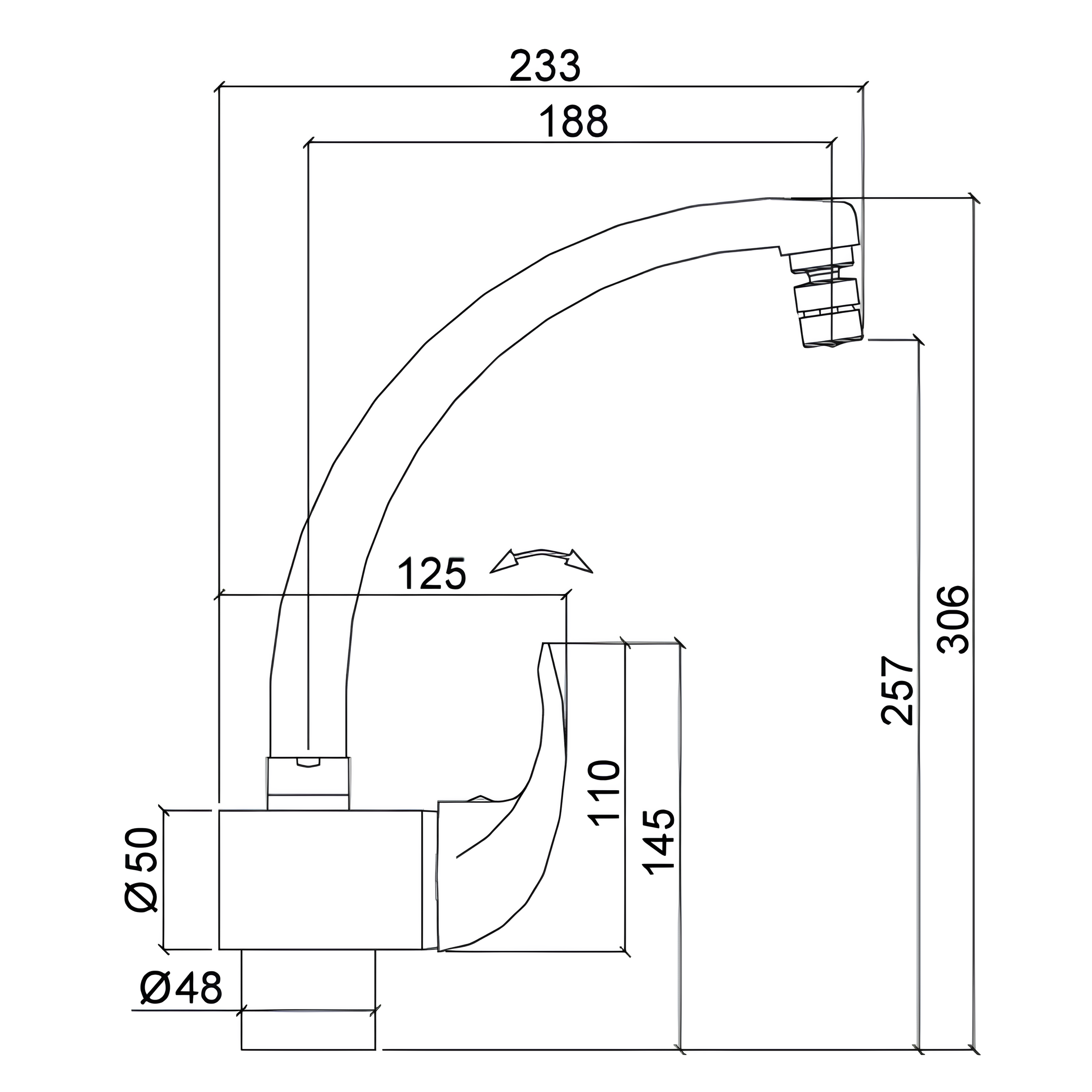 Misturador Monocomando Allure Bica Alta 2257 Lorenzetti
