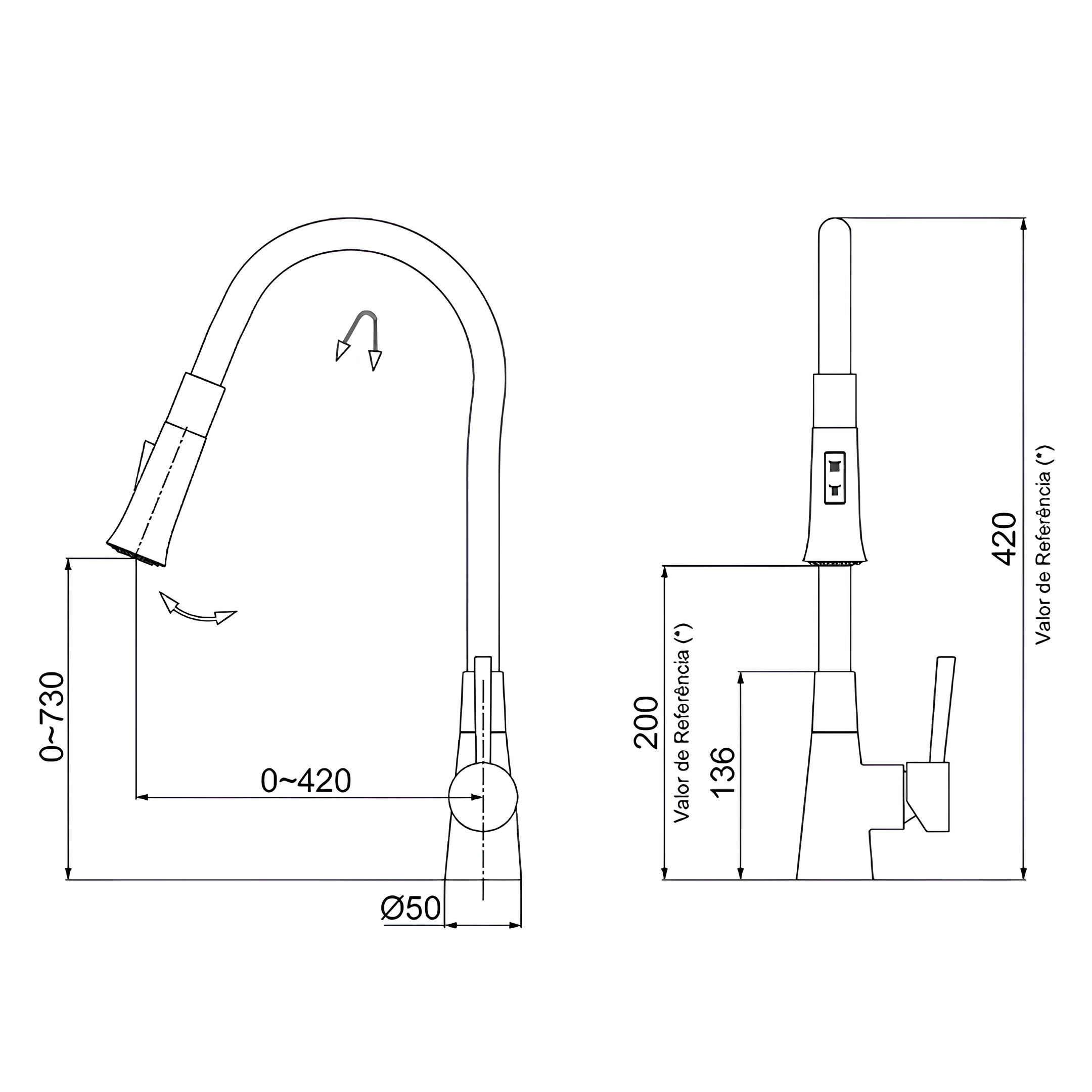 Misturador Monocomando Cozinha Bica Flexivel Cinza Lorenzetti