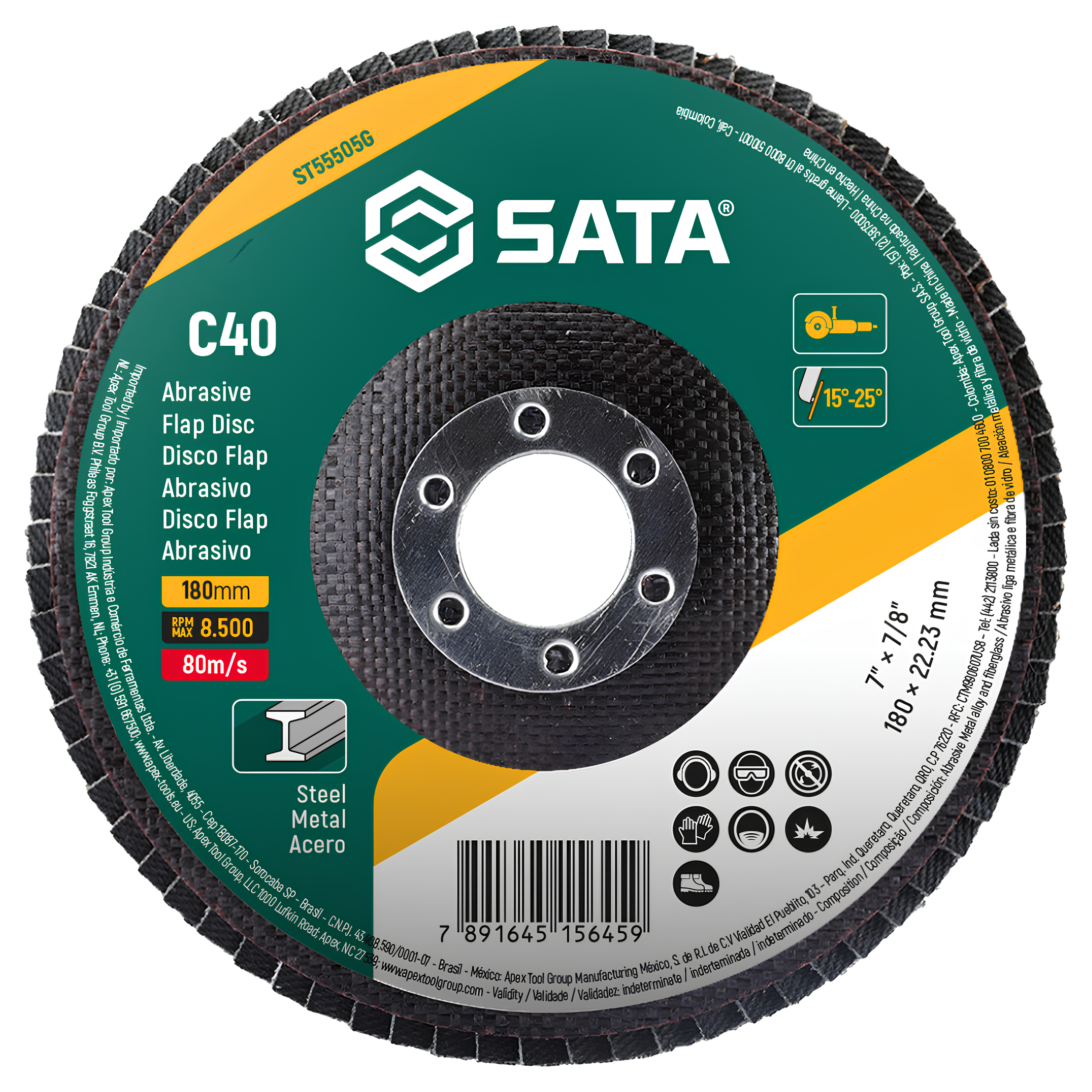 Disco Flap Abrasivo Metal/Inox 7" C40 ST55505G Sata