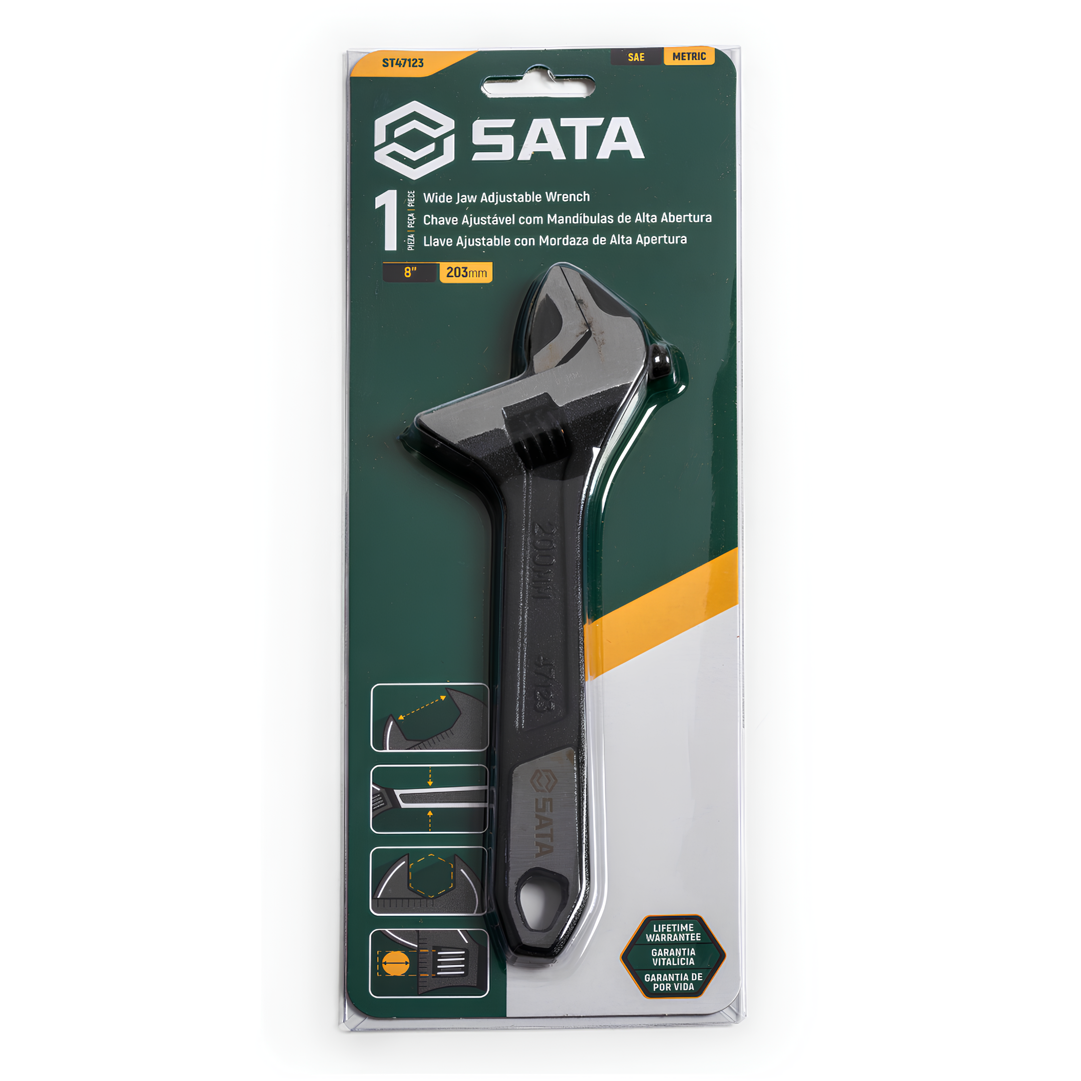 Chave Ajustável De Abertura Extralarga 8" St47123 Sata