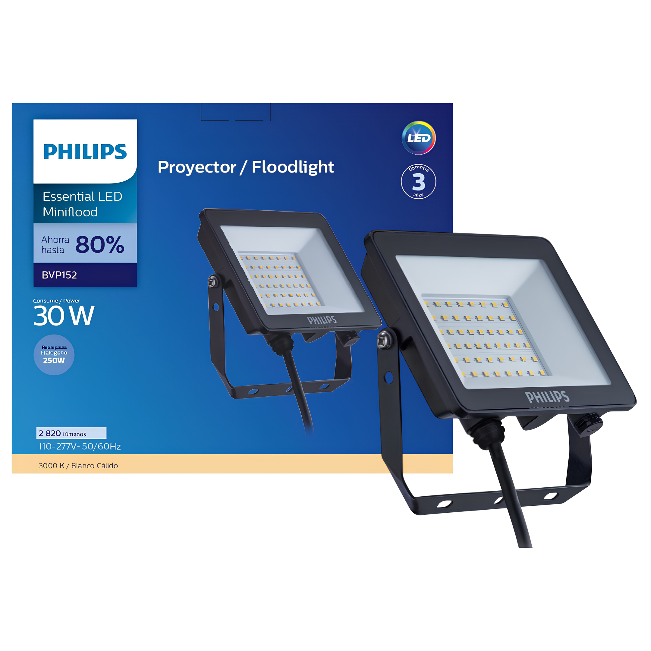 Refletor Led Bvp152 30W 3000Lm 120° Ip65 Bivolt Essential Flood G3 Philips