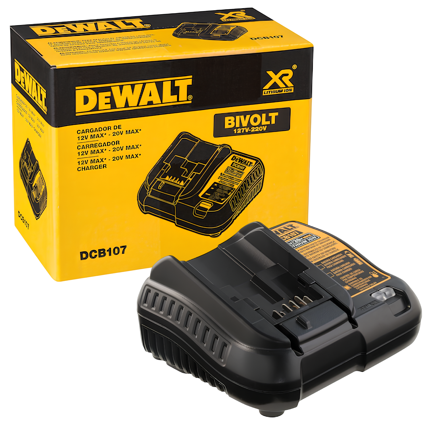 Carregador Bateria 12V/20V Max Li-Ion Bivolt Dcb107br Dewalt