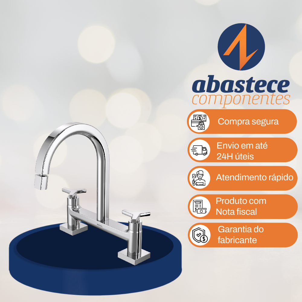 Misturador bica alta mesa cozinha DocolCity Cr 877706 Docol