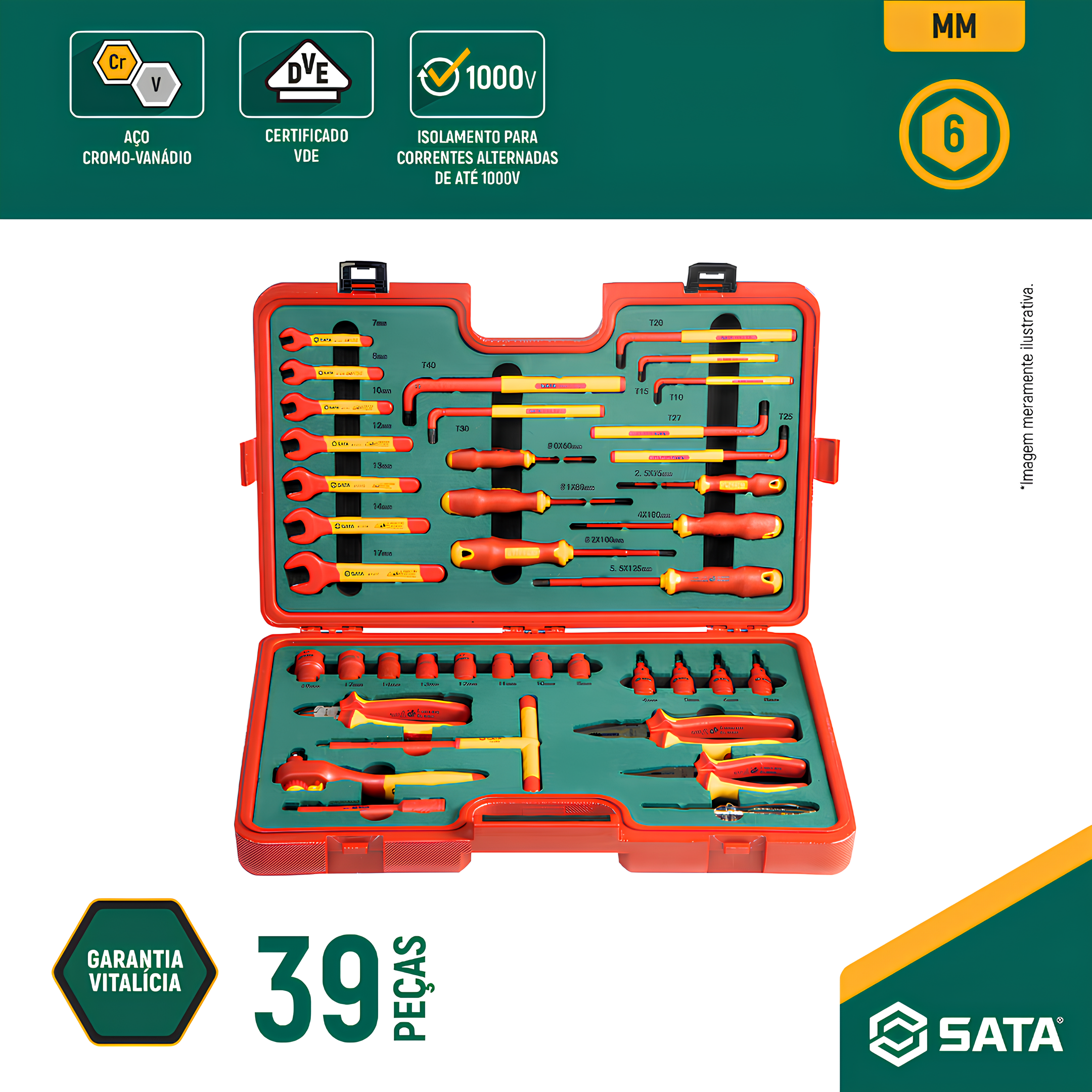 Jogo De Ferramentas Vde 39 Peças ST09933 Sata
