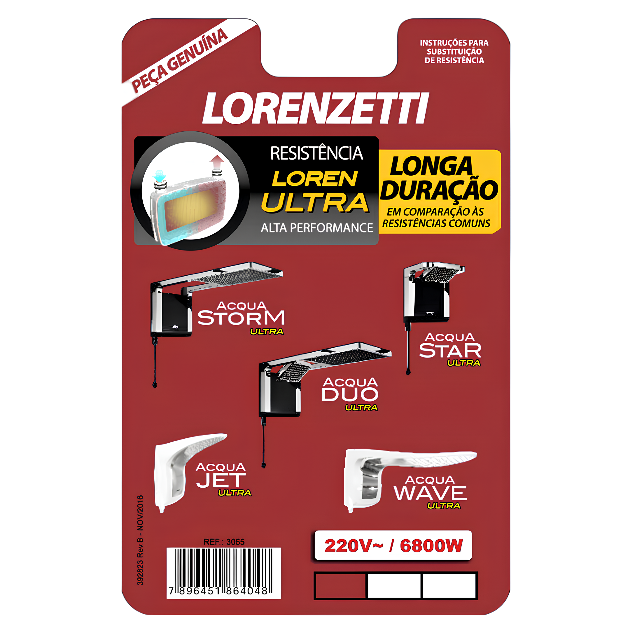 Resistência Acqua Duo Ultra 3065-B 7800W 220V Lorenzetti