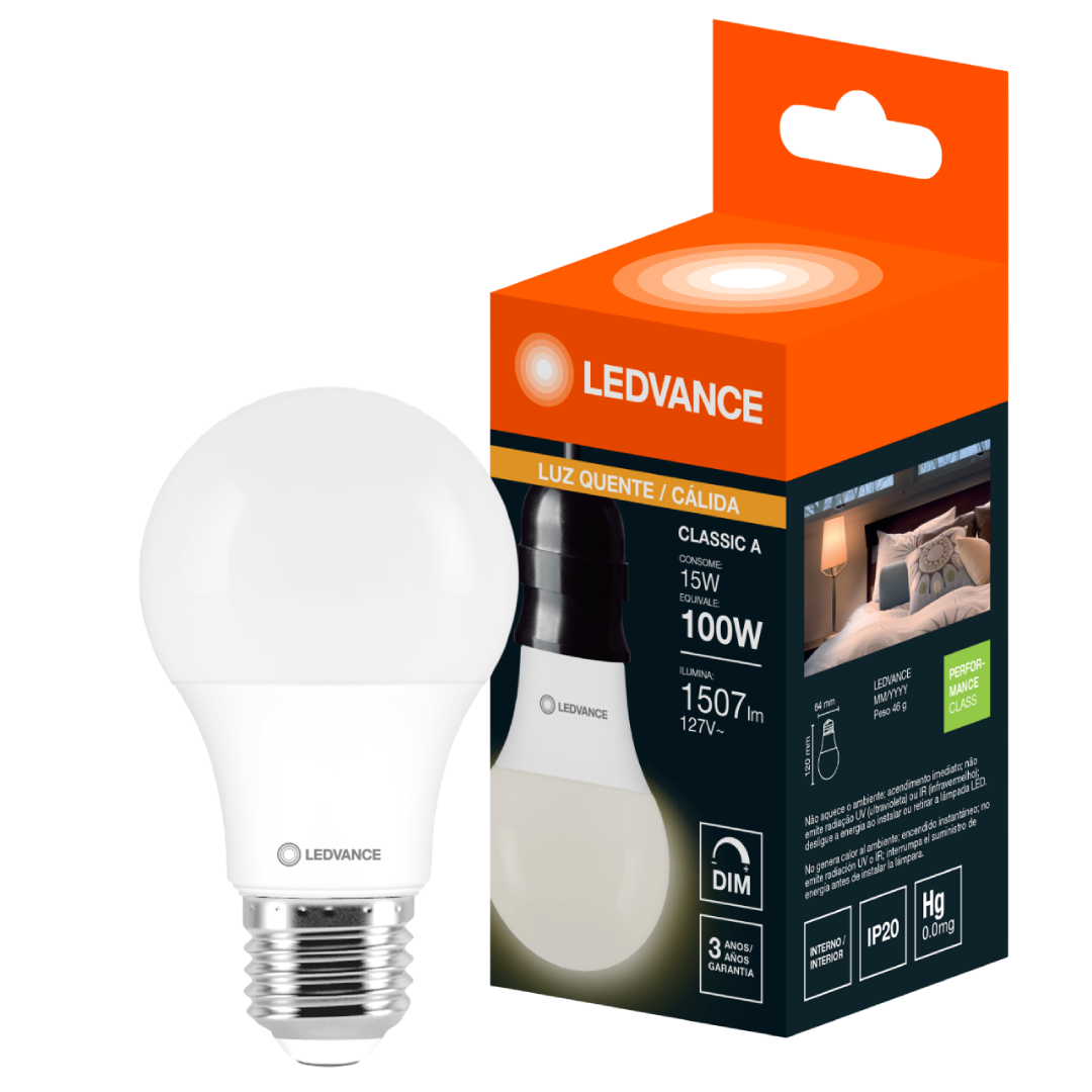Lampada Led Bulbo Dimerizavel 15W 1507Lm 127V E27 Ledvance