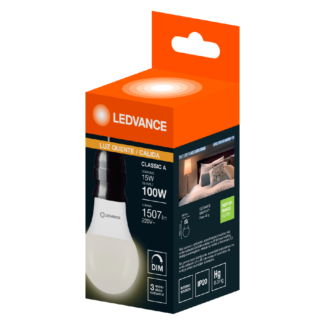 Lampada Led Bulbo Dimerizavel 15W 1507Lm 180° 220V Ledvance