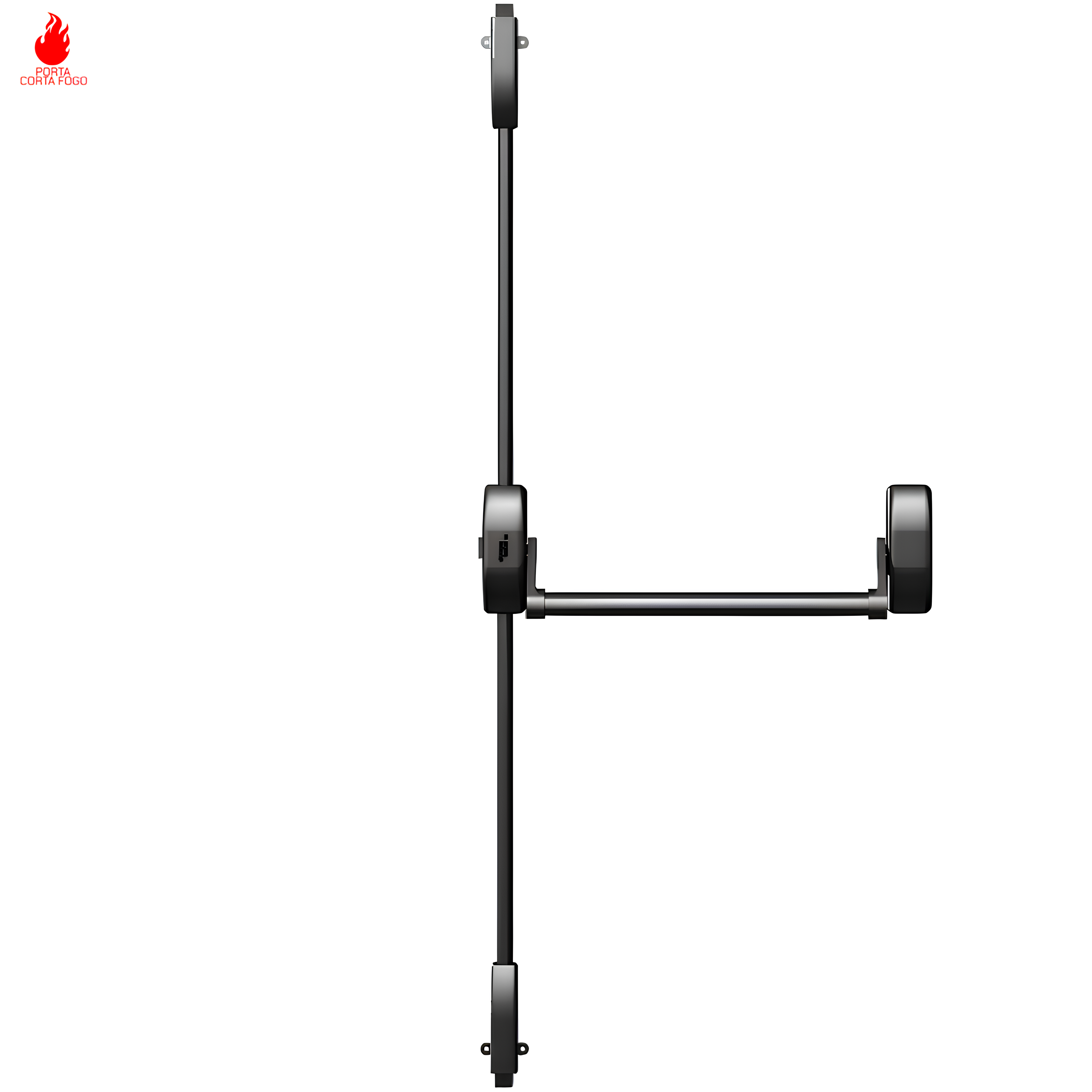Barra Antipanico pushbar Pha1202 Preta 3Mts 2 pontos de Travamento Dorma