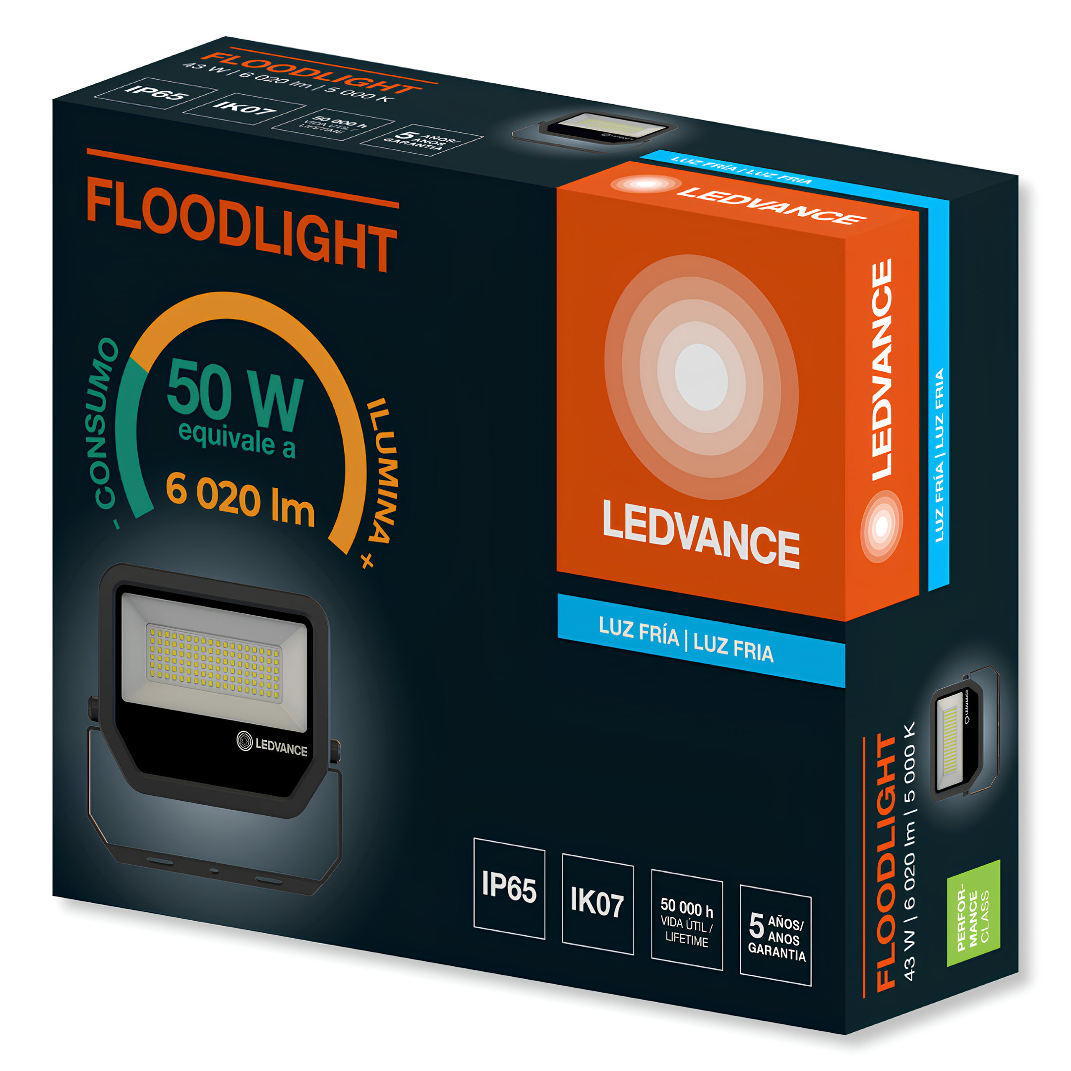 Refletor Led Floodlight Pfm Preto 43W 5000K 6020Lm 100° Ip65 Bivolt G4 Ledvance