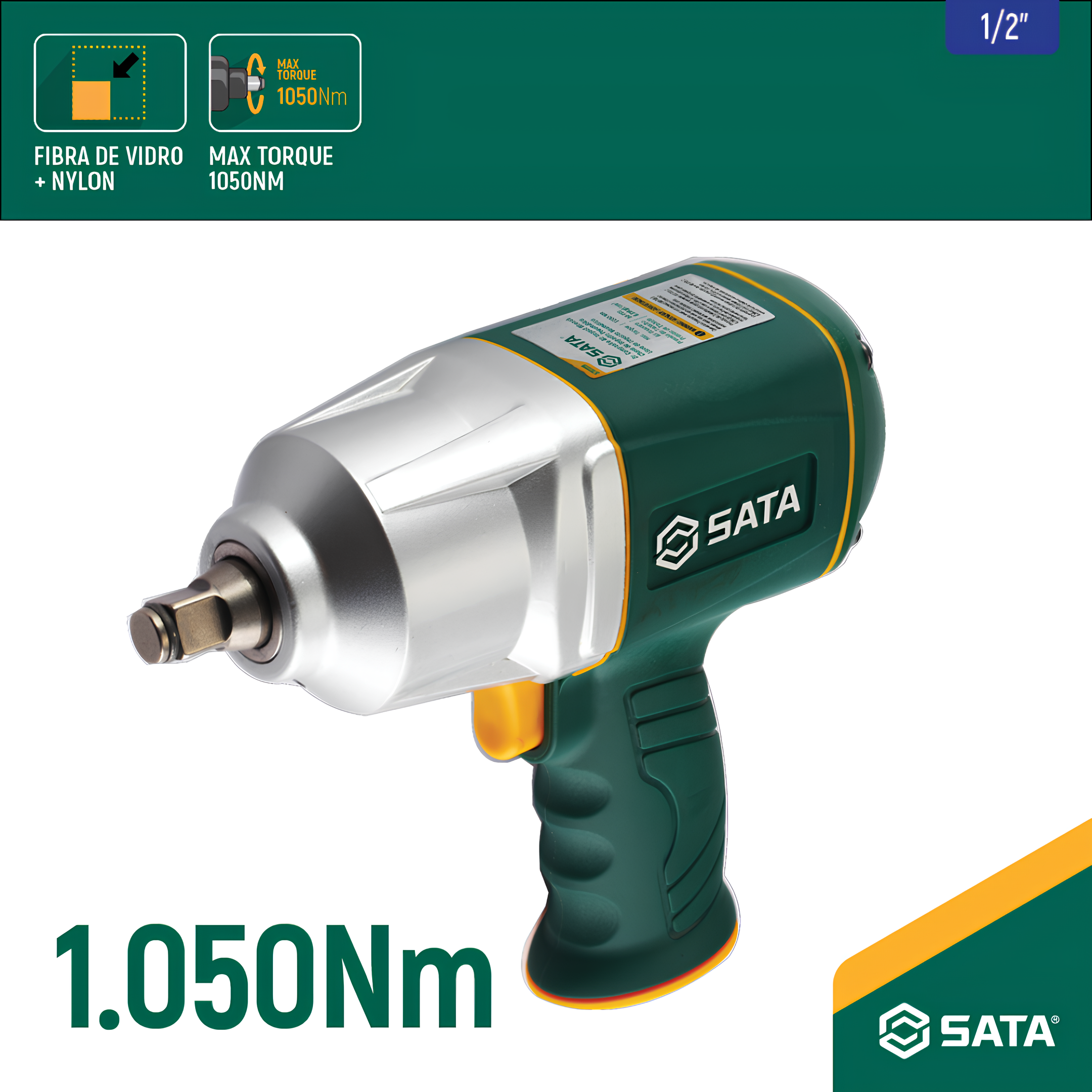 Chave De Impacto Pneumática 1/2" Heavy Pro 1050Nm ST01119 Sata