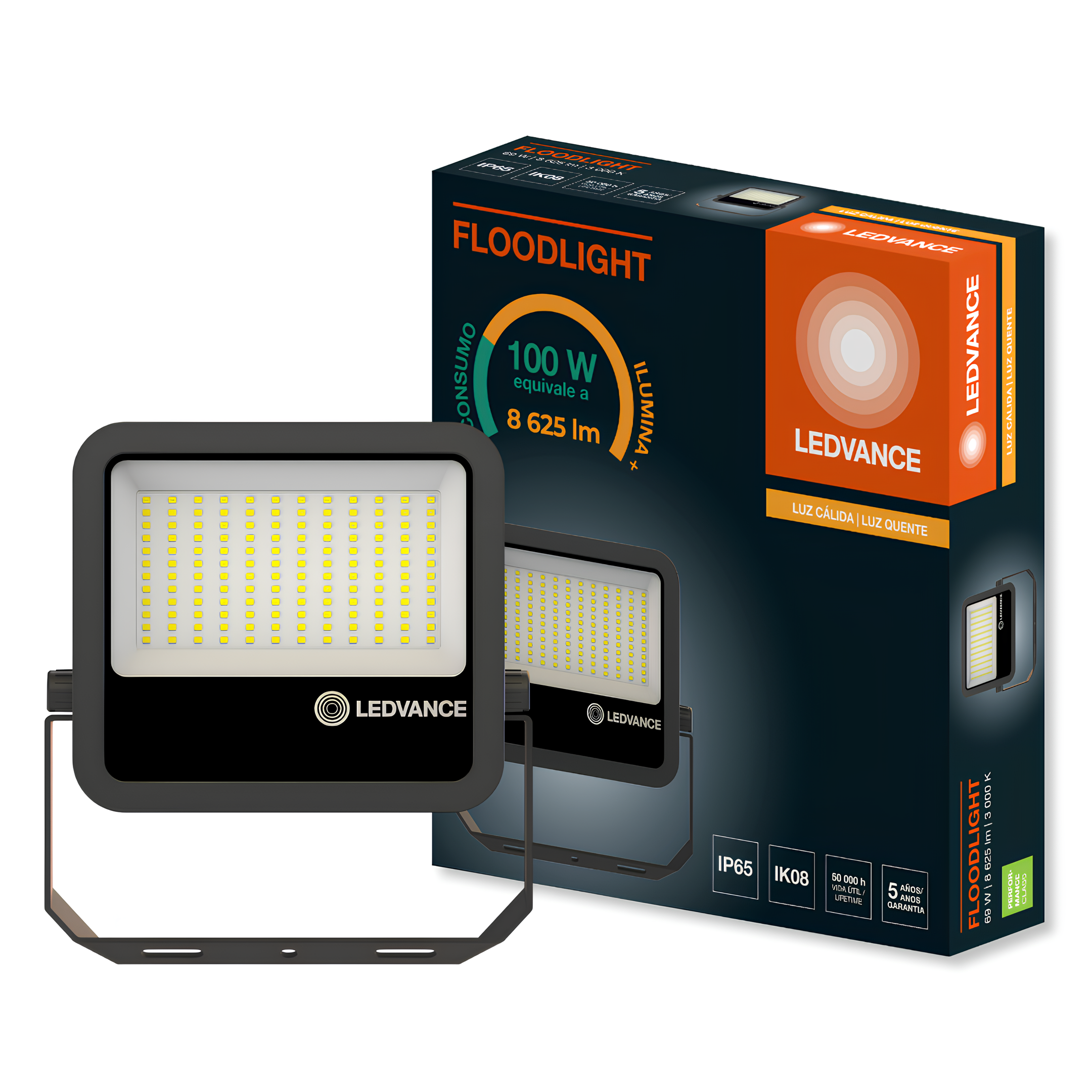 Refletor Led Floodlight Pfm Preto 69W 3000K 8625Lm 100° Ip65 Bivolt G4 Ledvance