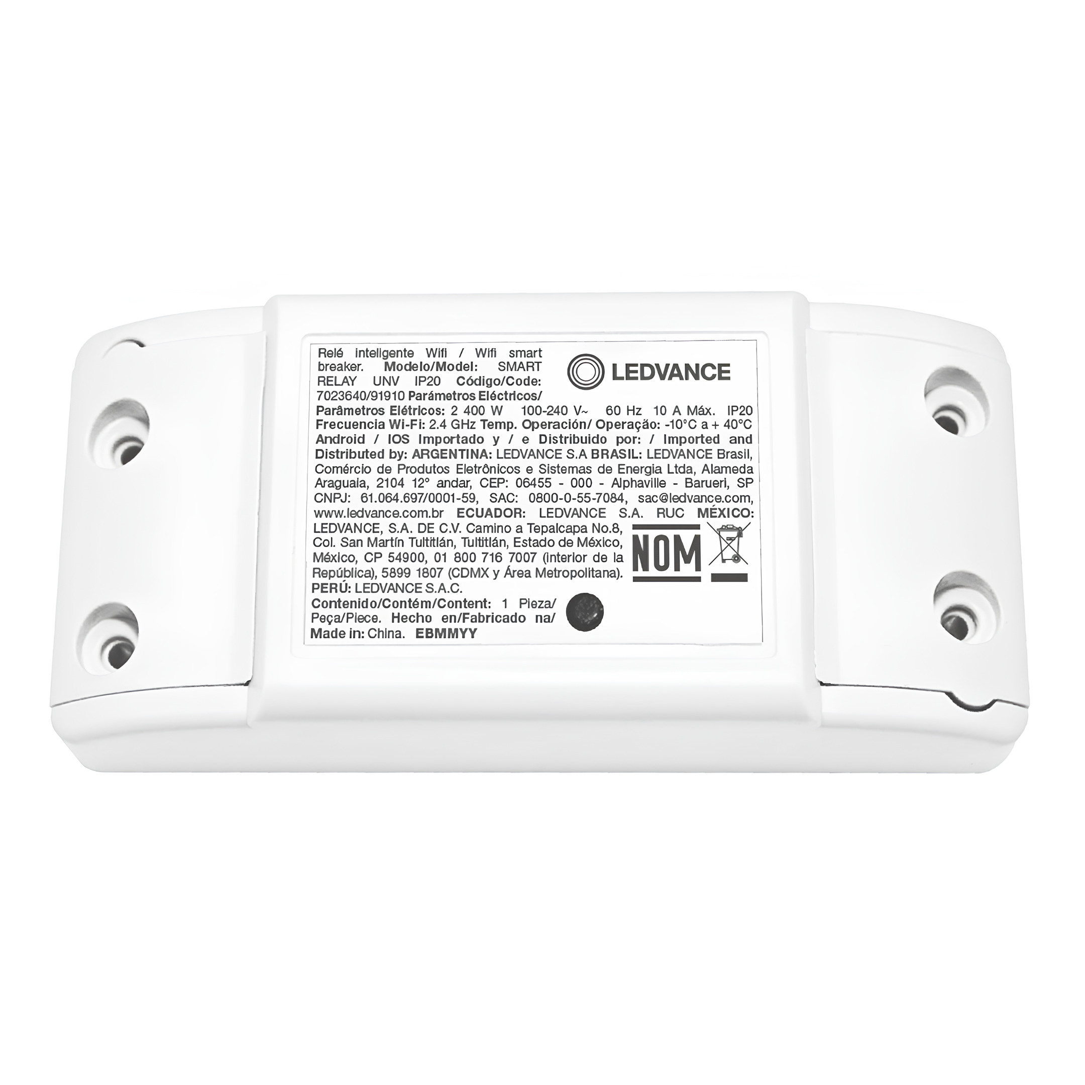 Rele Inteligente 10A 2400W Wi-Fi 2.4Ghz Ip20 Bivolt Ledvance