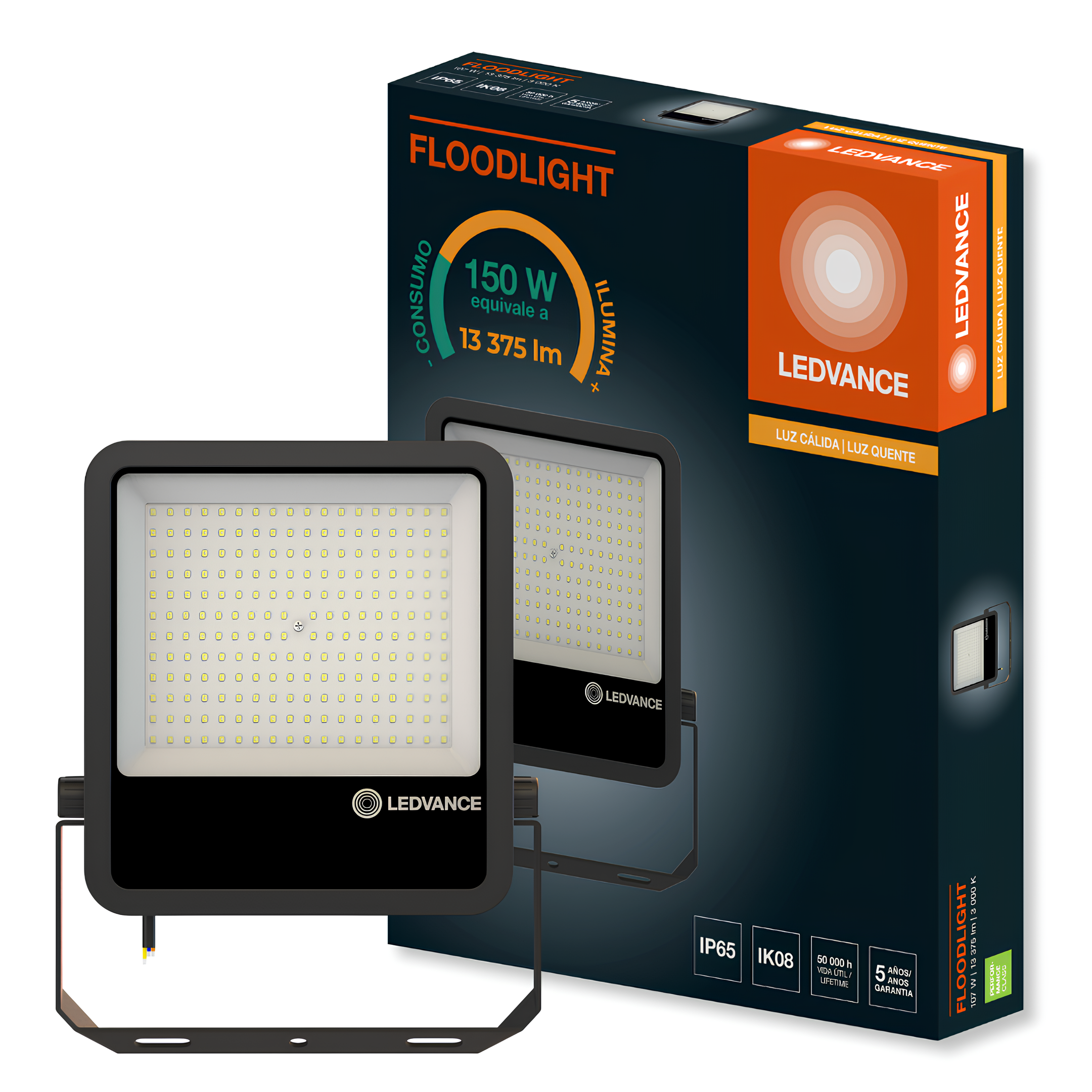 Refletor Led Floodlight Pfm Preto 107W 3000K 13375Lm 100° Ip65 Bivolt Ledvance