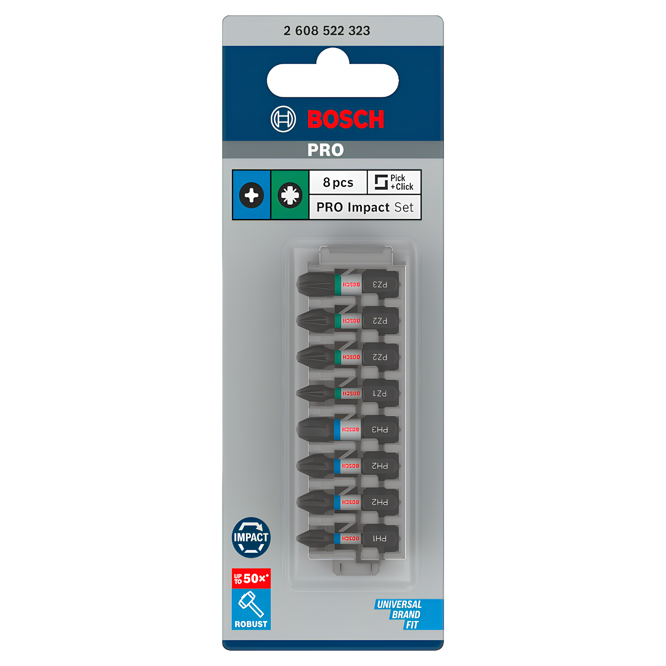 Jogo De Bits Impact Mixed Set PH/PZ/HT 25Mm 8 Peças Bosch