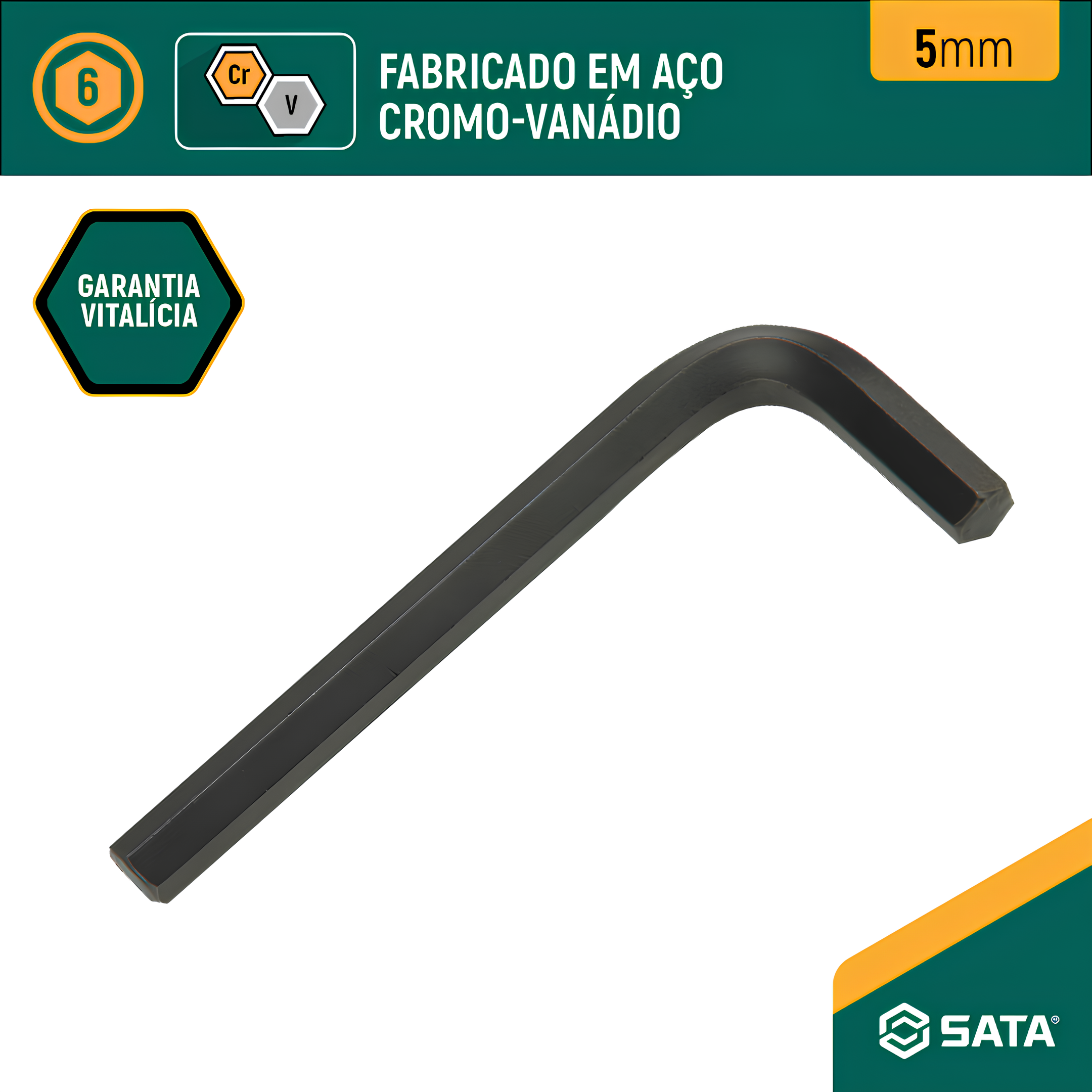 Chave Hexagonal Curta Tipo L Allen 5Mm ST84311L Sata