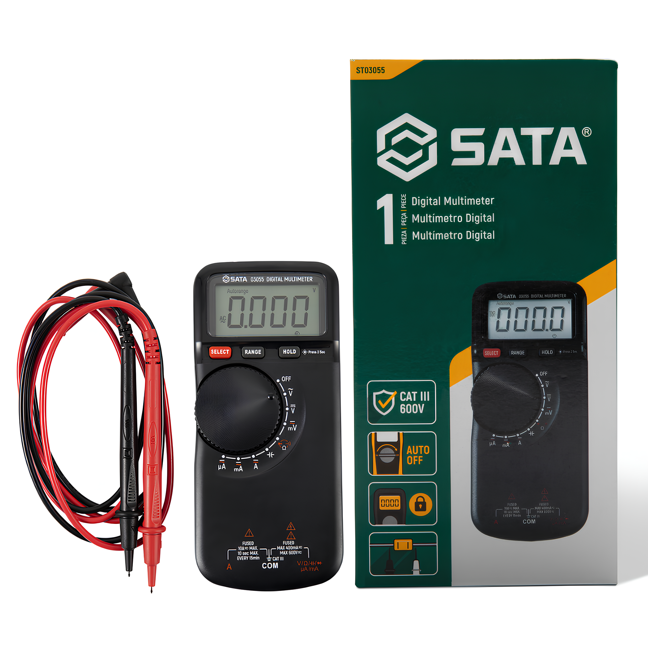 Multímetro Digital Clássico Cat III ST03055 Sata