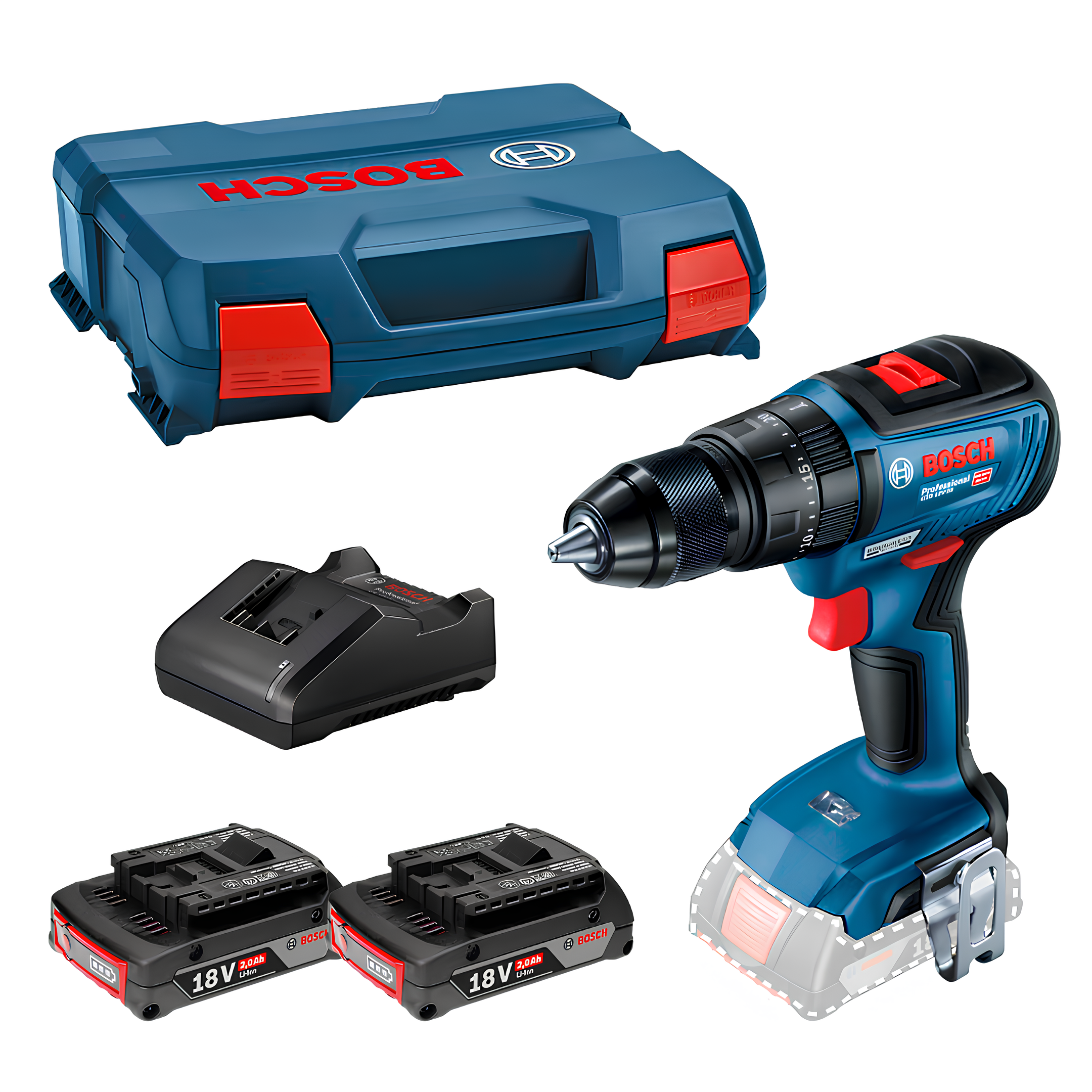 Parafusadeira Furadeira Impacto GSB18V-50-2B 2baterias Bosch
