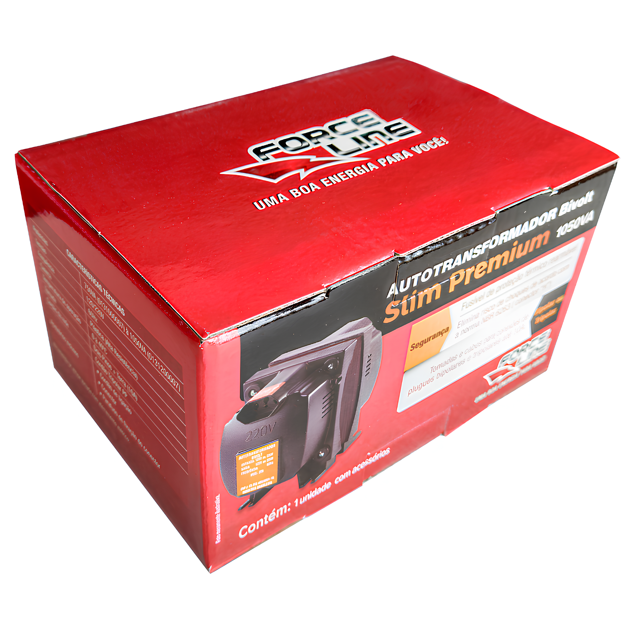 Auto Transformador 1050Va Tripolar Bivolt Slim Premium Forceline