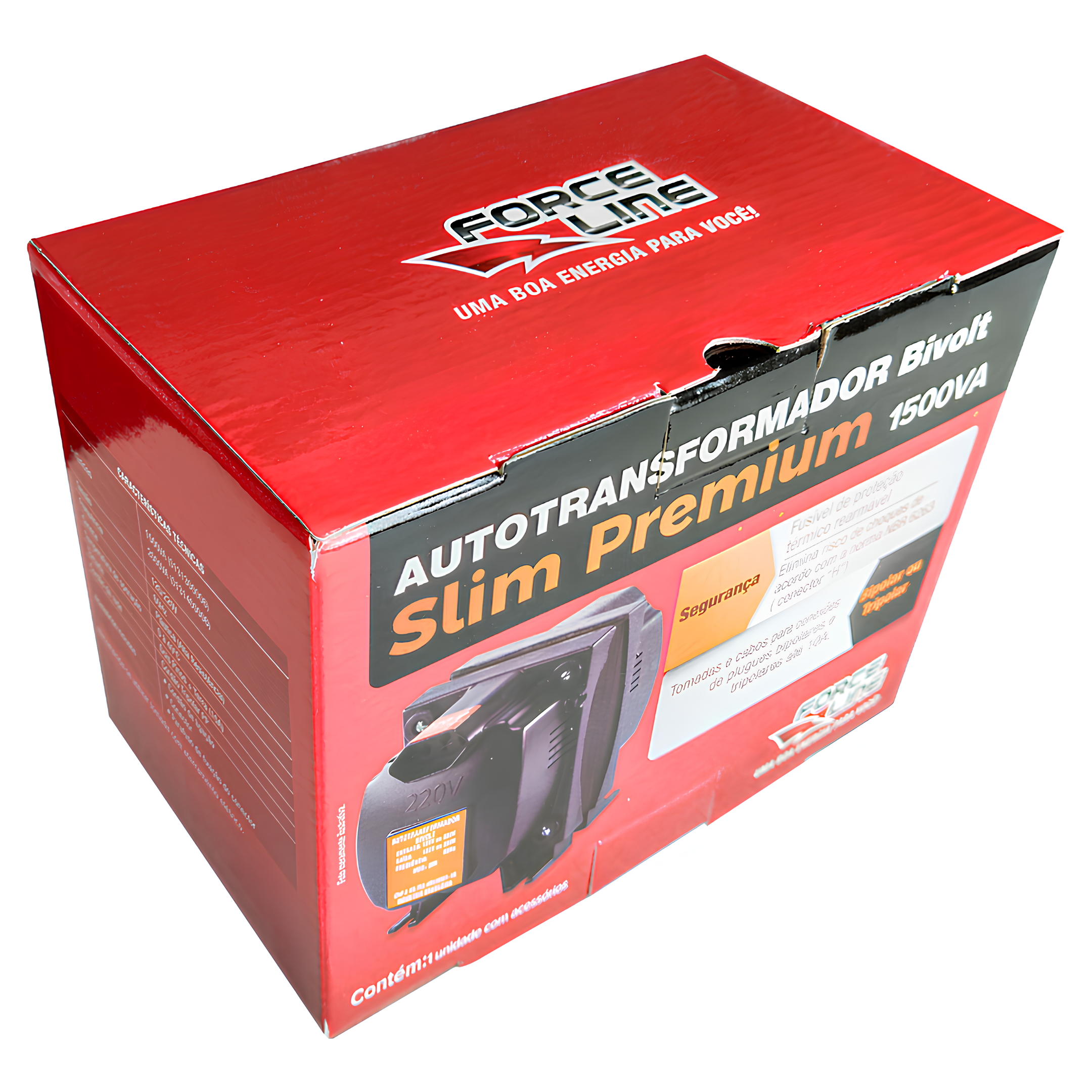 Auto Transformador 1500Va Tripolar Bivolt Slim Premium Forceline