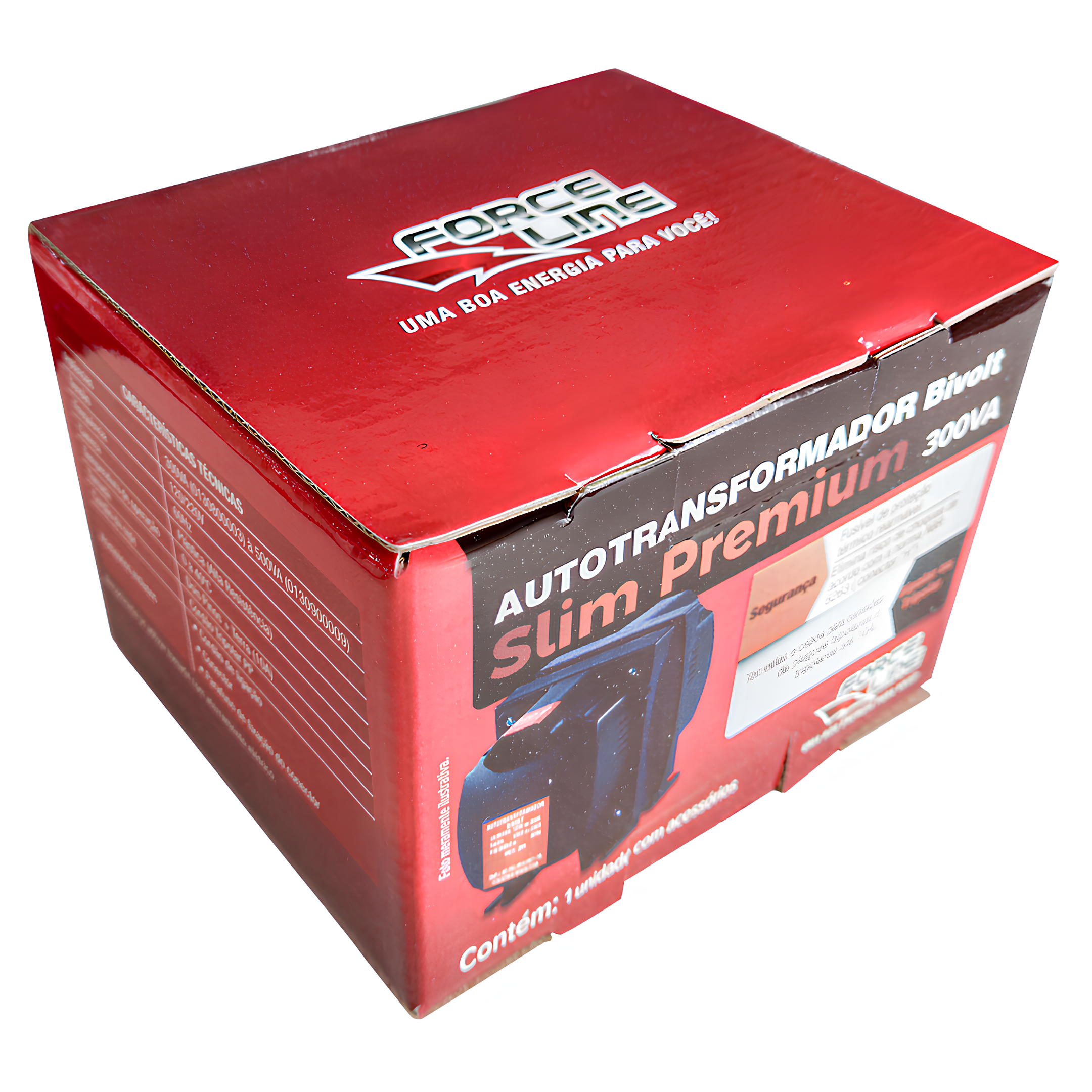 Auto Transformador 300Va Tripolar Bivolt Slim Premium Forceline