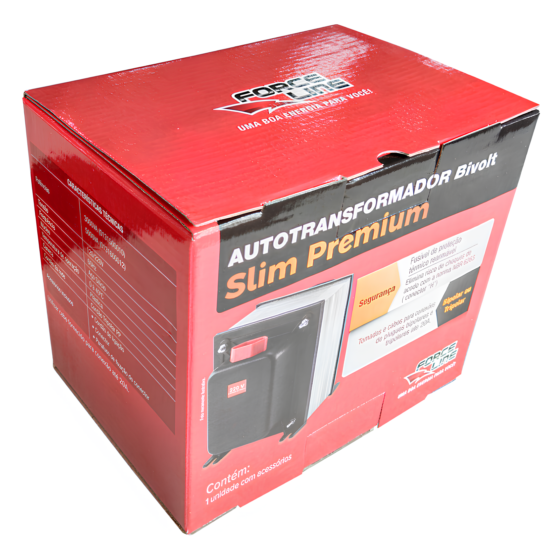 Auto Transformador 5000Va Tripolar Bivolt Slim Premium Forceline