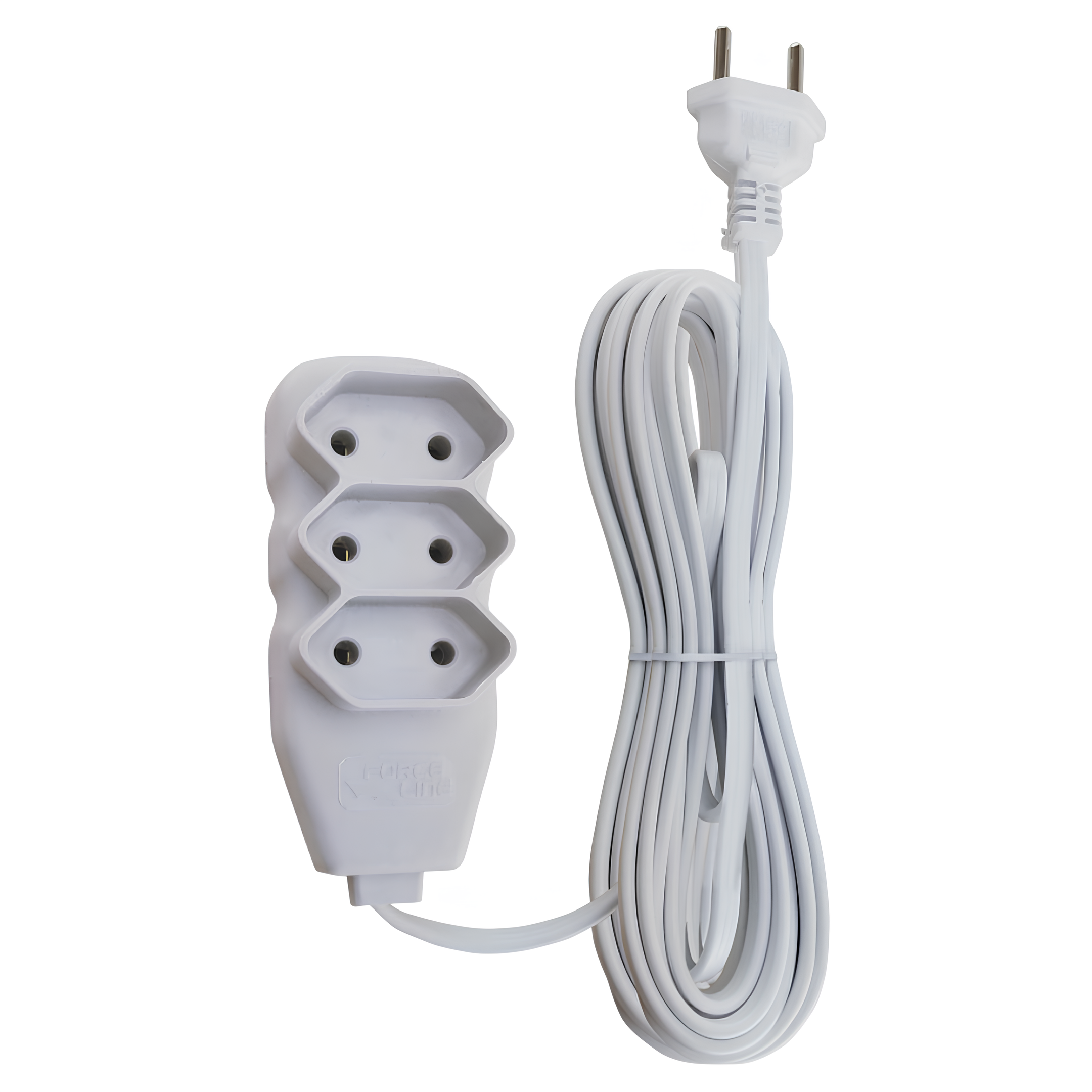 Extensão 10 Metros 10A Bipolar Branca 3 Tomadas Slim Forceline