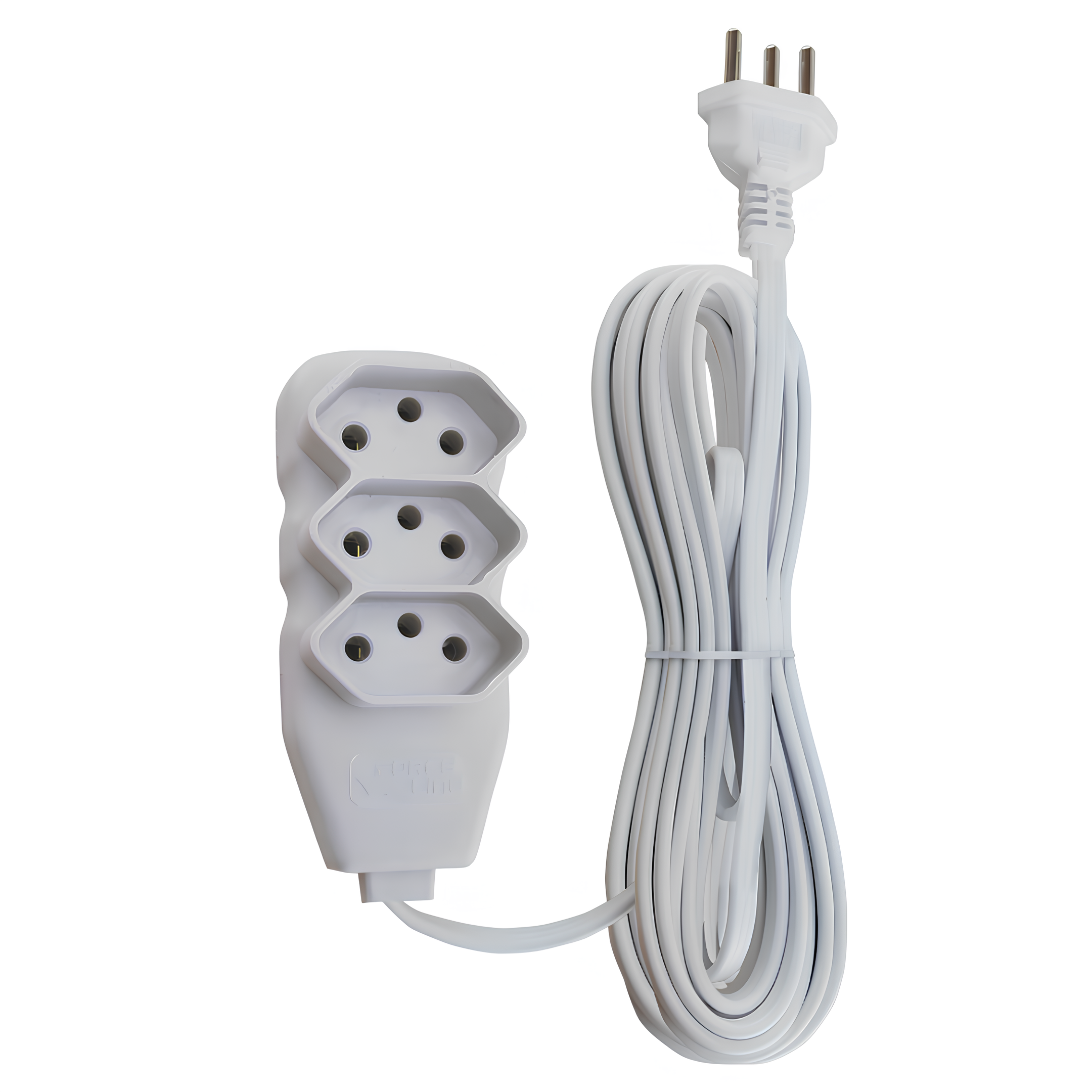 Extensão 10 Metros 10A Tripolar Branca 3 Tomadas Slim Forceline