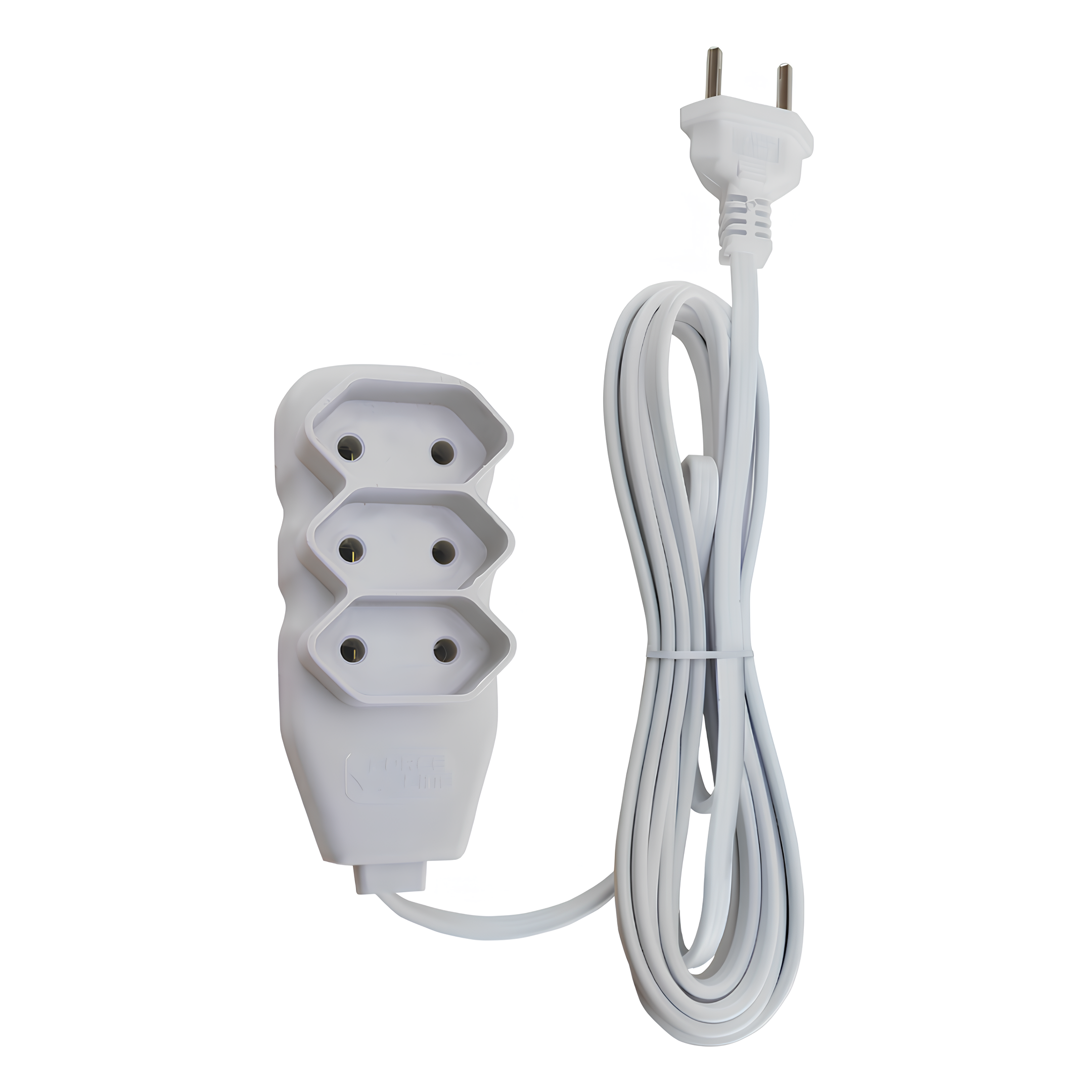 Extensão 3 Metros 10A Bipolar Branca 3 Tomadas Slim Forceline
