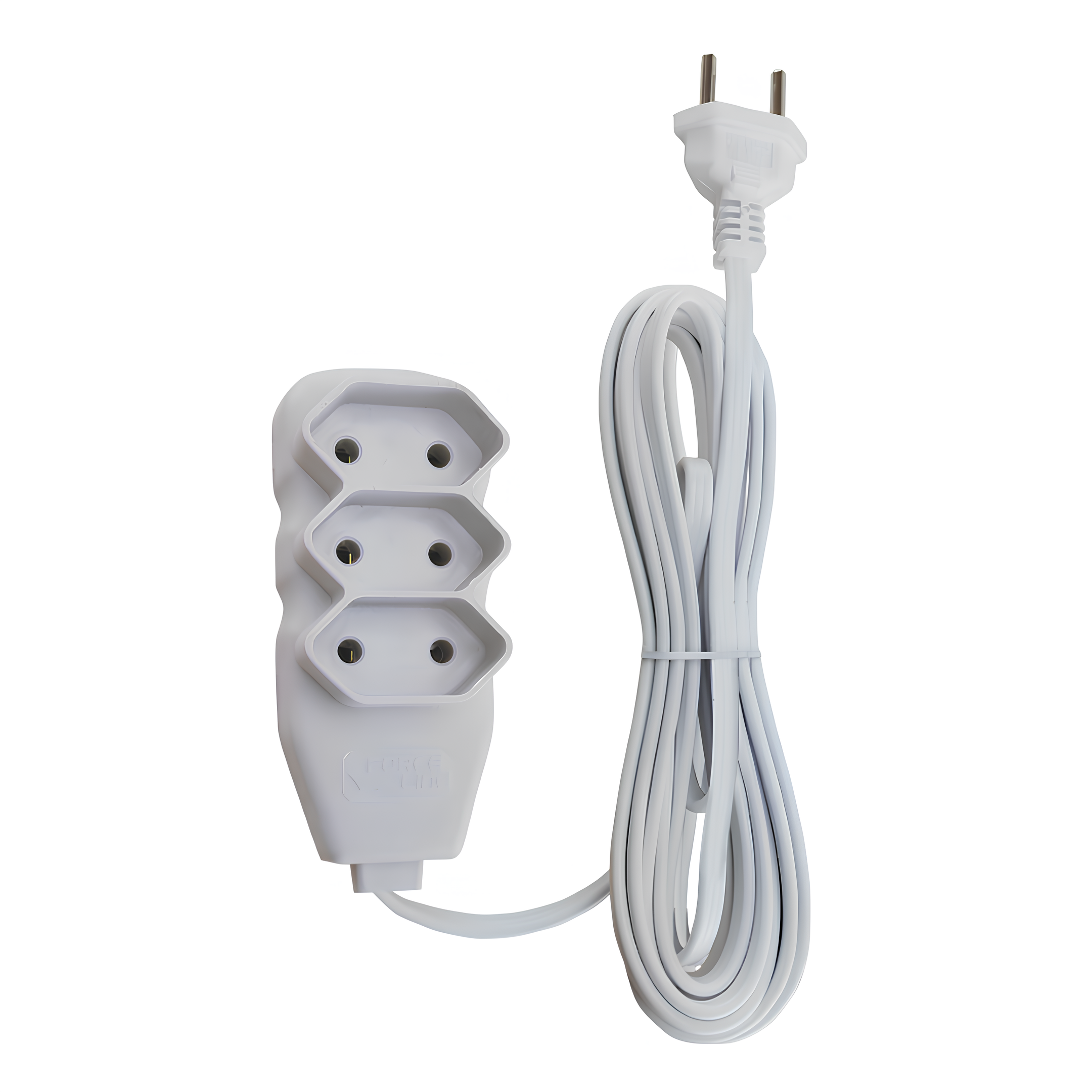 Extensão 5 Metros 10A Bipolar Branca 3 Tomadas Slim Forceline