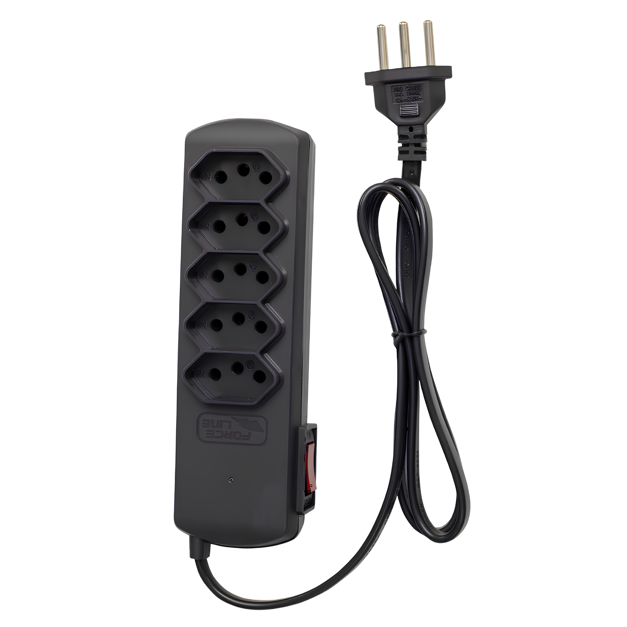 Filtro De Linha 0,8M 10A Tripolar Preto 5 Tomadas Forceline