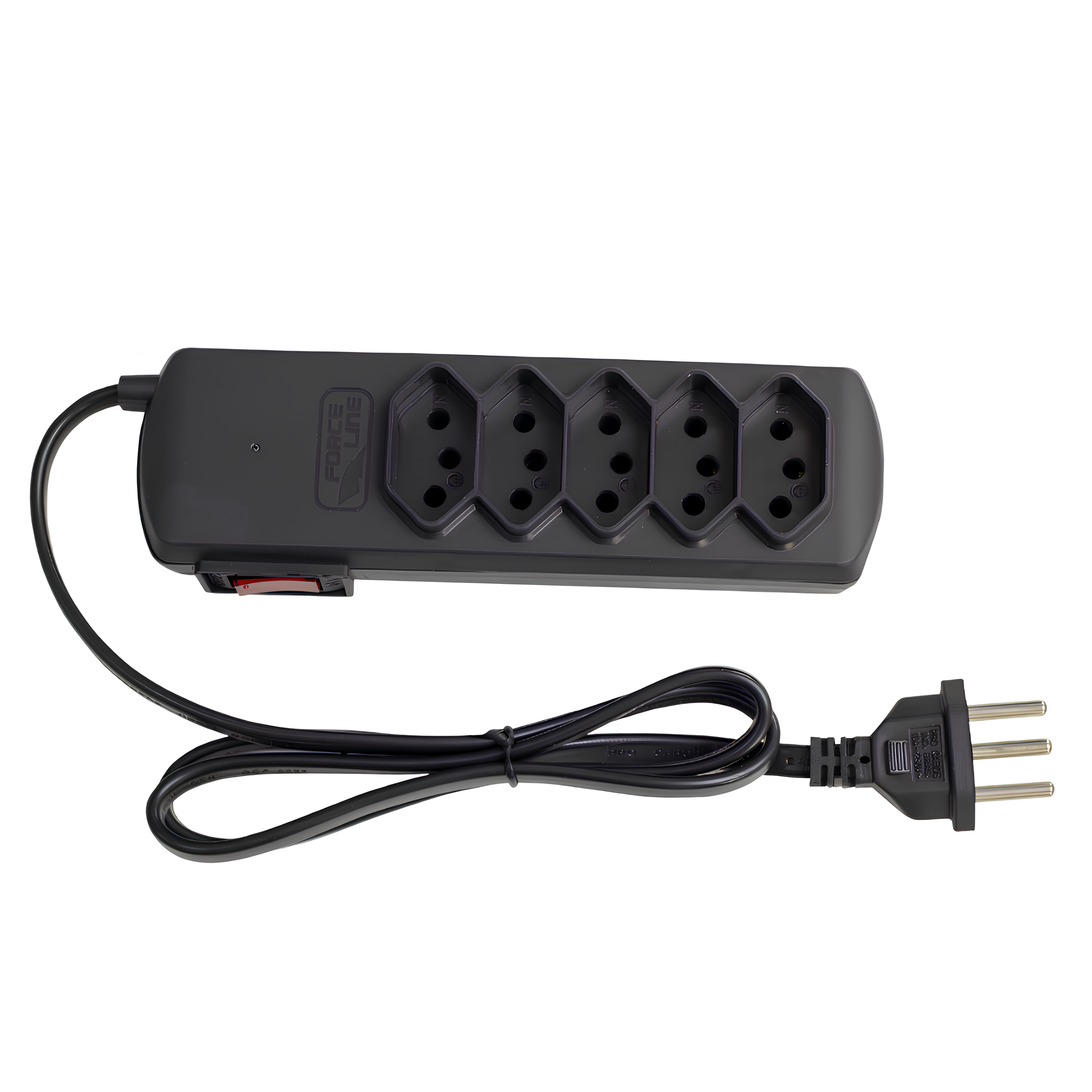 Filtro De Linha 0,8M 10A Tripolar Preto 5 Tomadas Forceline