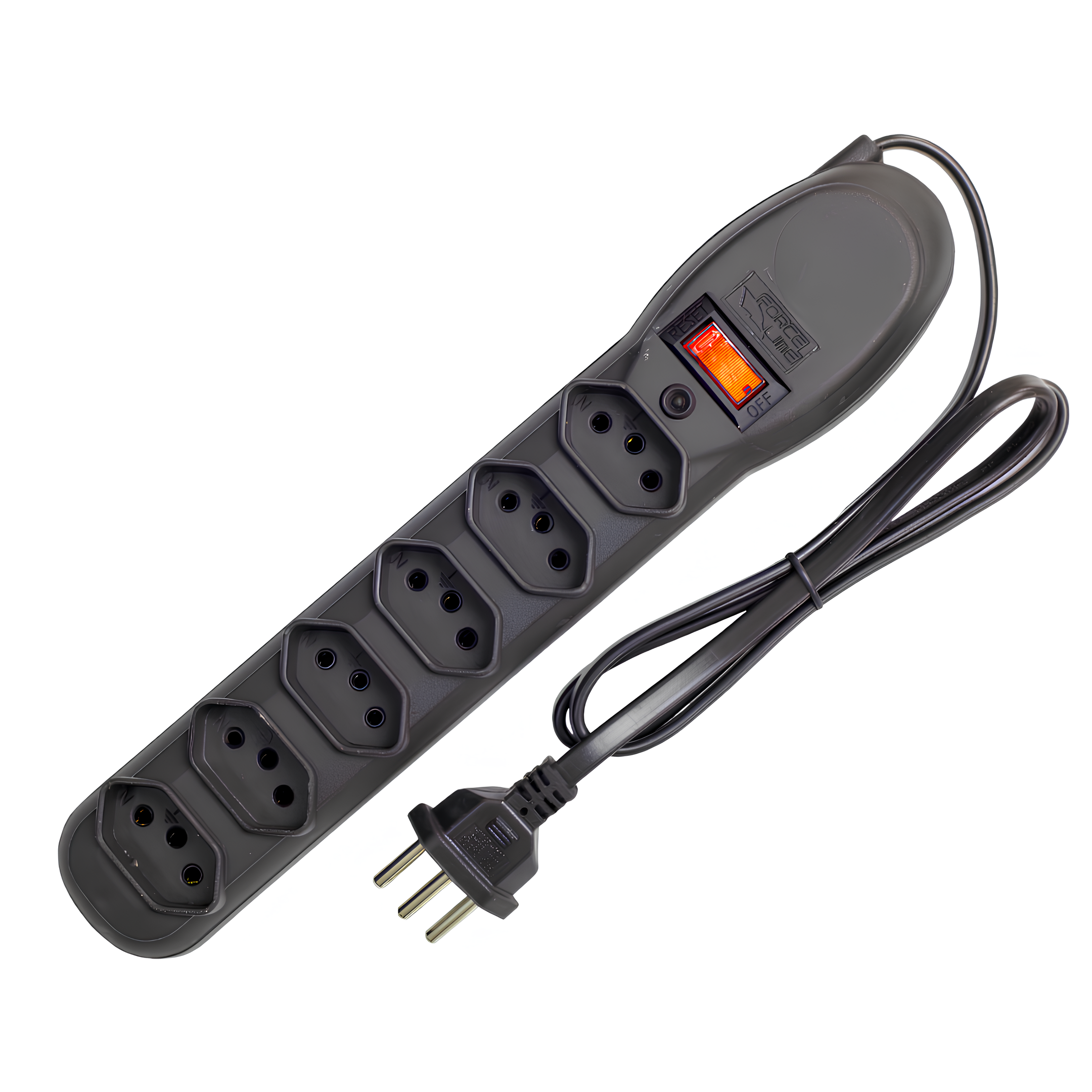 Filtro de Linha 0,8M 10A Tripolar Preto 6 Tomadas Forceline