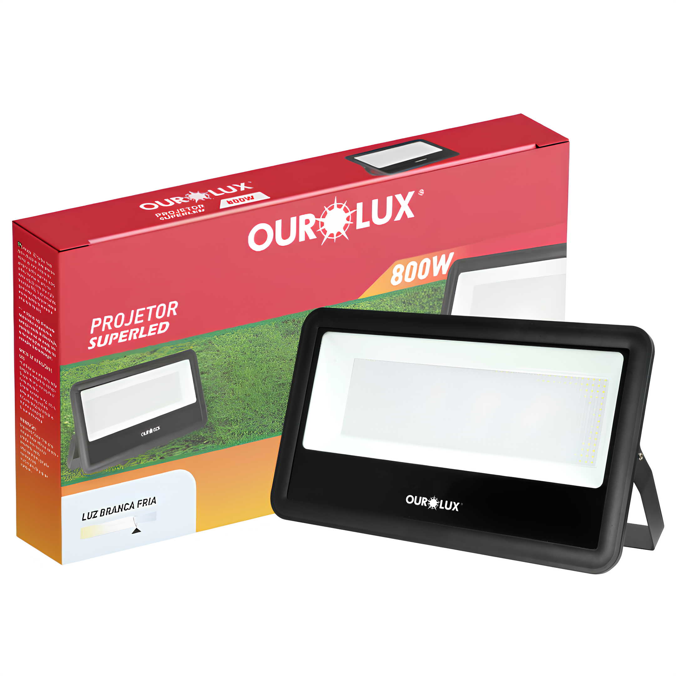 Refletor Led Quadrado 800W 6500K 62000Lm Ip65 Irc80 Slim Ourolux