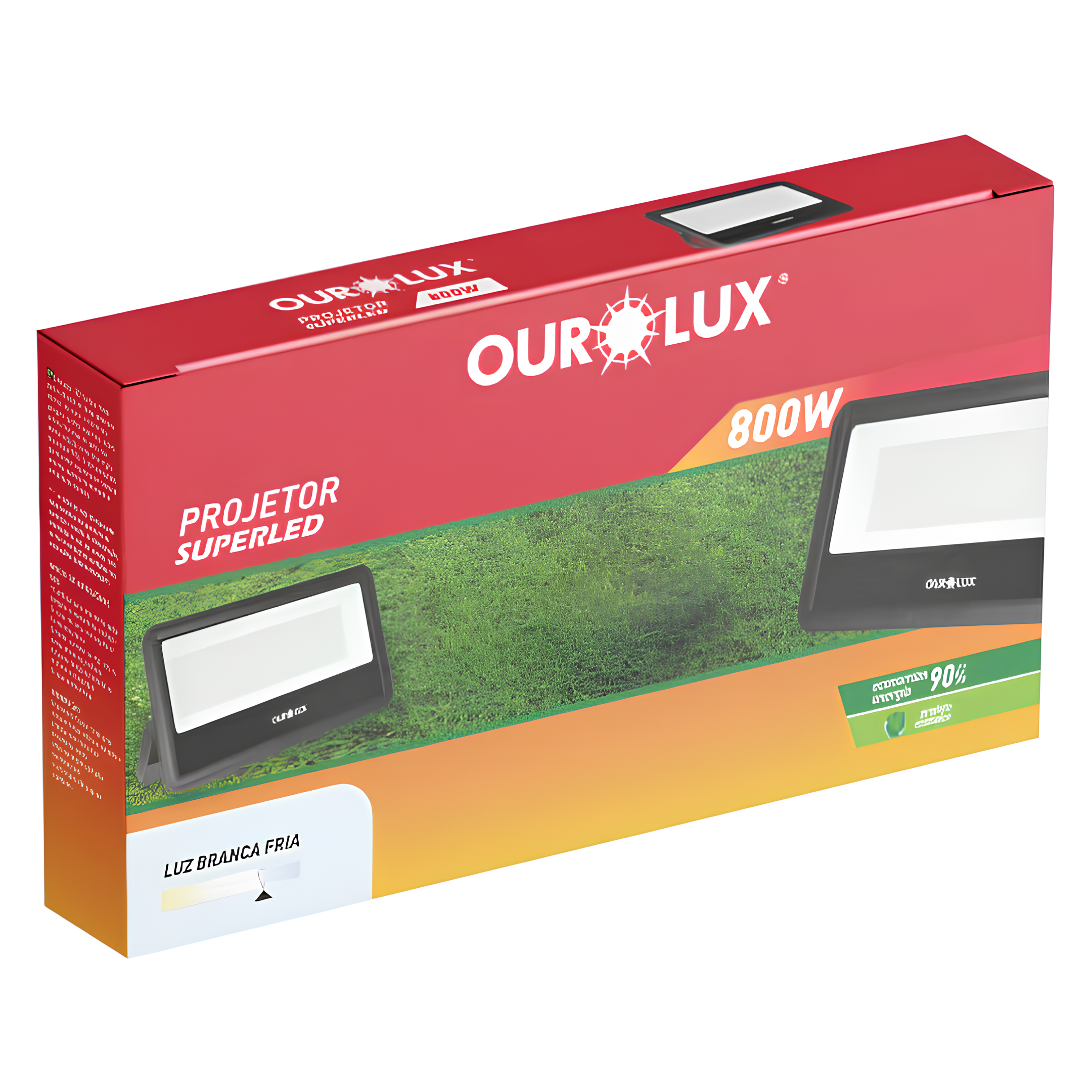 Refletor Led Quadrado 800W 6500K 62000Lm Ip65 Irc80 Slim Ourolux