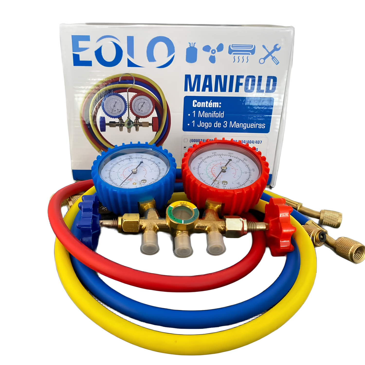 Kit Manifold Pro R410A/22/134/407 1/4" Mangueira 90cm Eolo