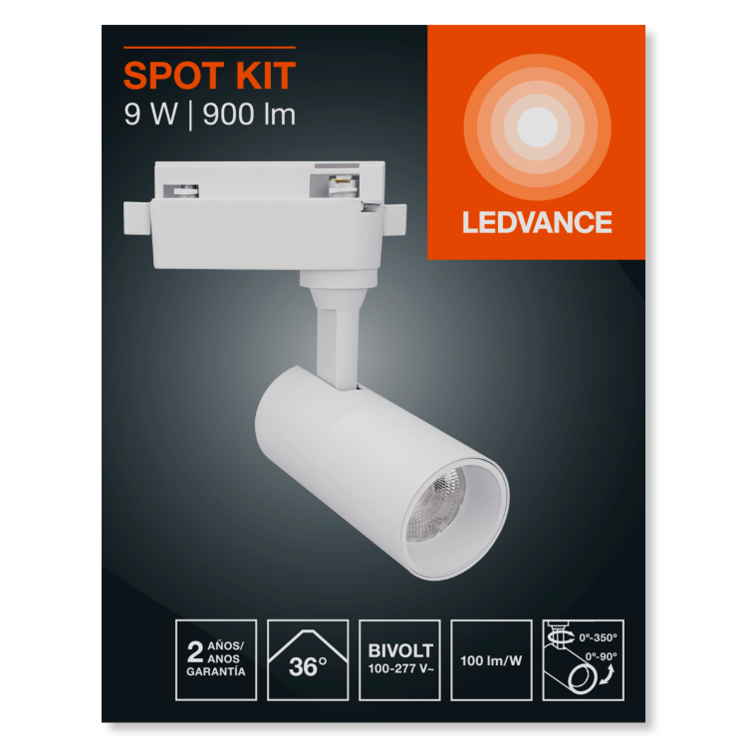 Spot Led Trilho 9W 6500K 900Lm 36° 11Cm Eco Ledvance