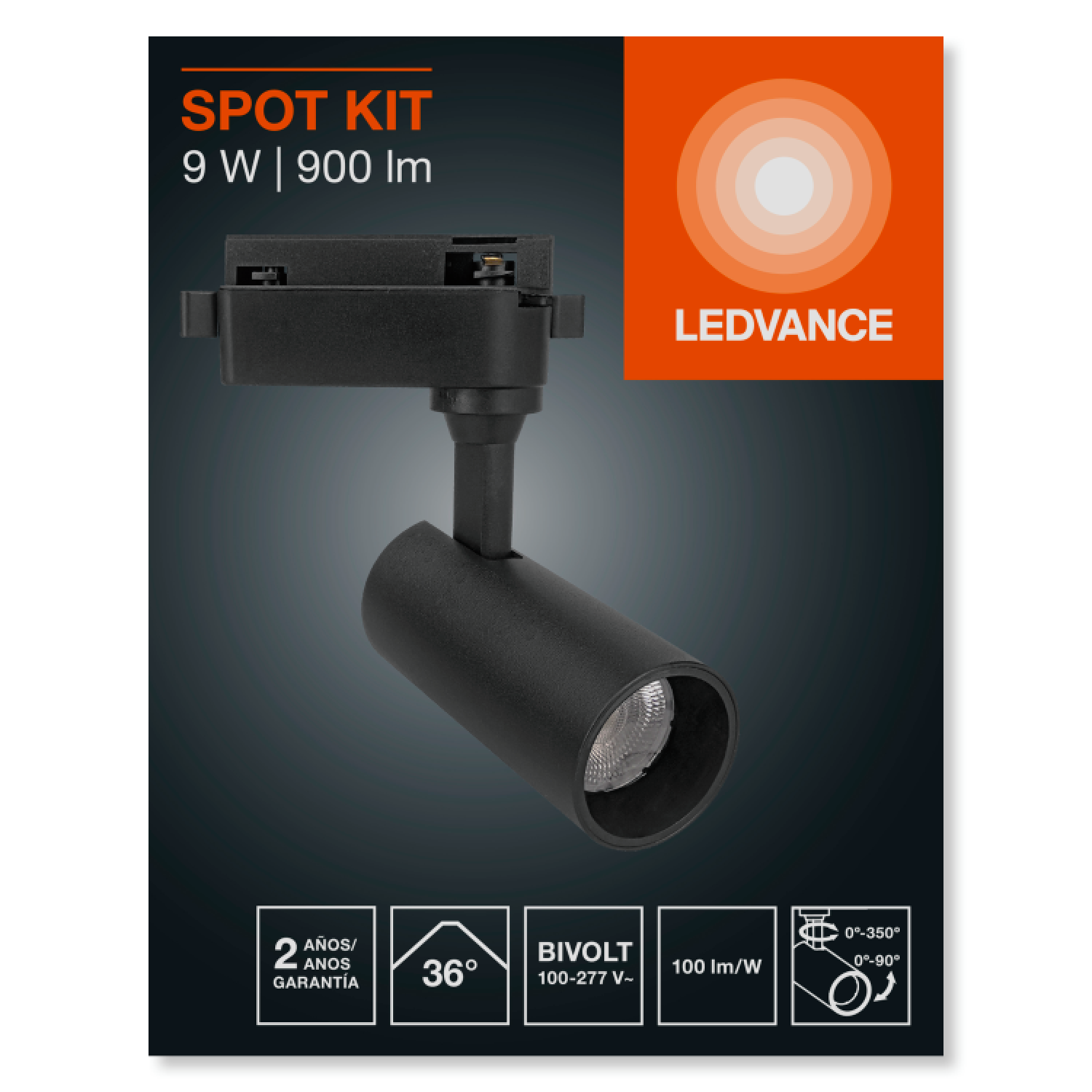 Spot Led Trilho 9W 3000K 900Lm 36° 11Cm Eco Ledvance